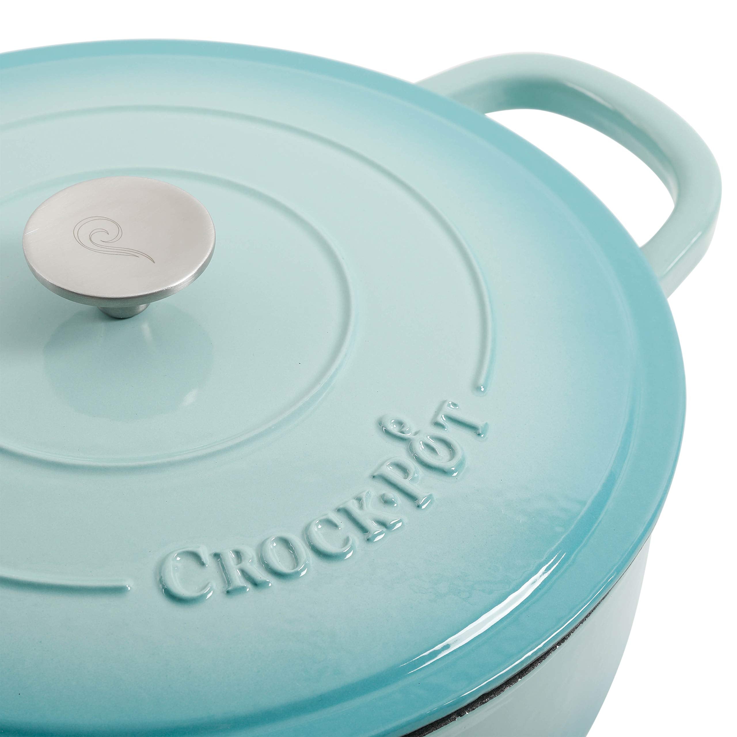 Crock Pot Artisan Enameled Cast Iron Braiser W/Lid, 5-Quart, Aqua