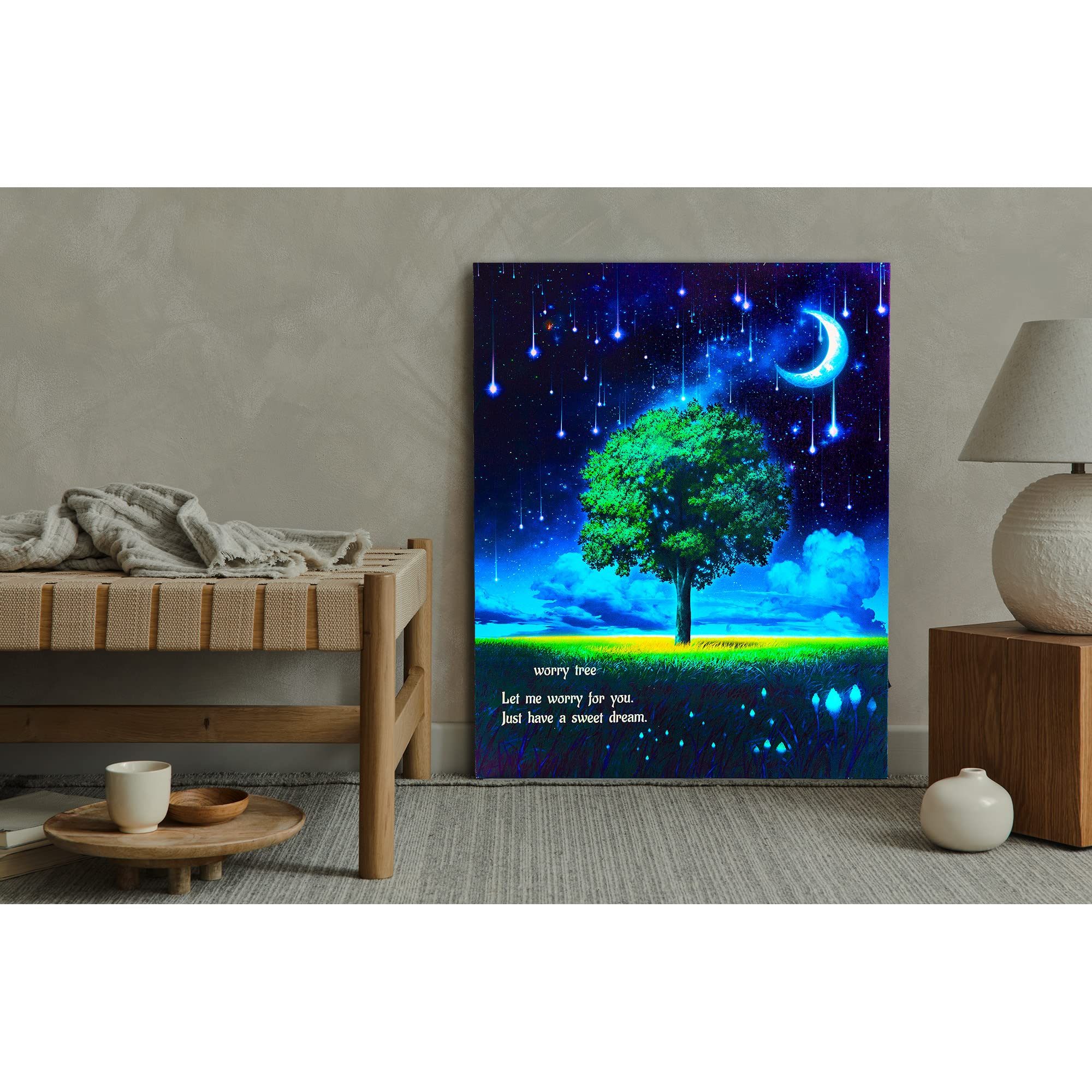 Lighted Canvas Wall Art With Heartwarming Message, Relaxing Zen Decor With Timer - Battery Operated, Anxiety Relief Gift For Bed