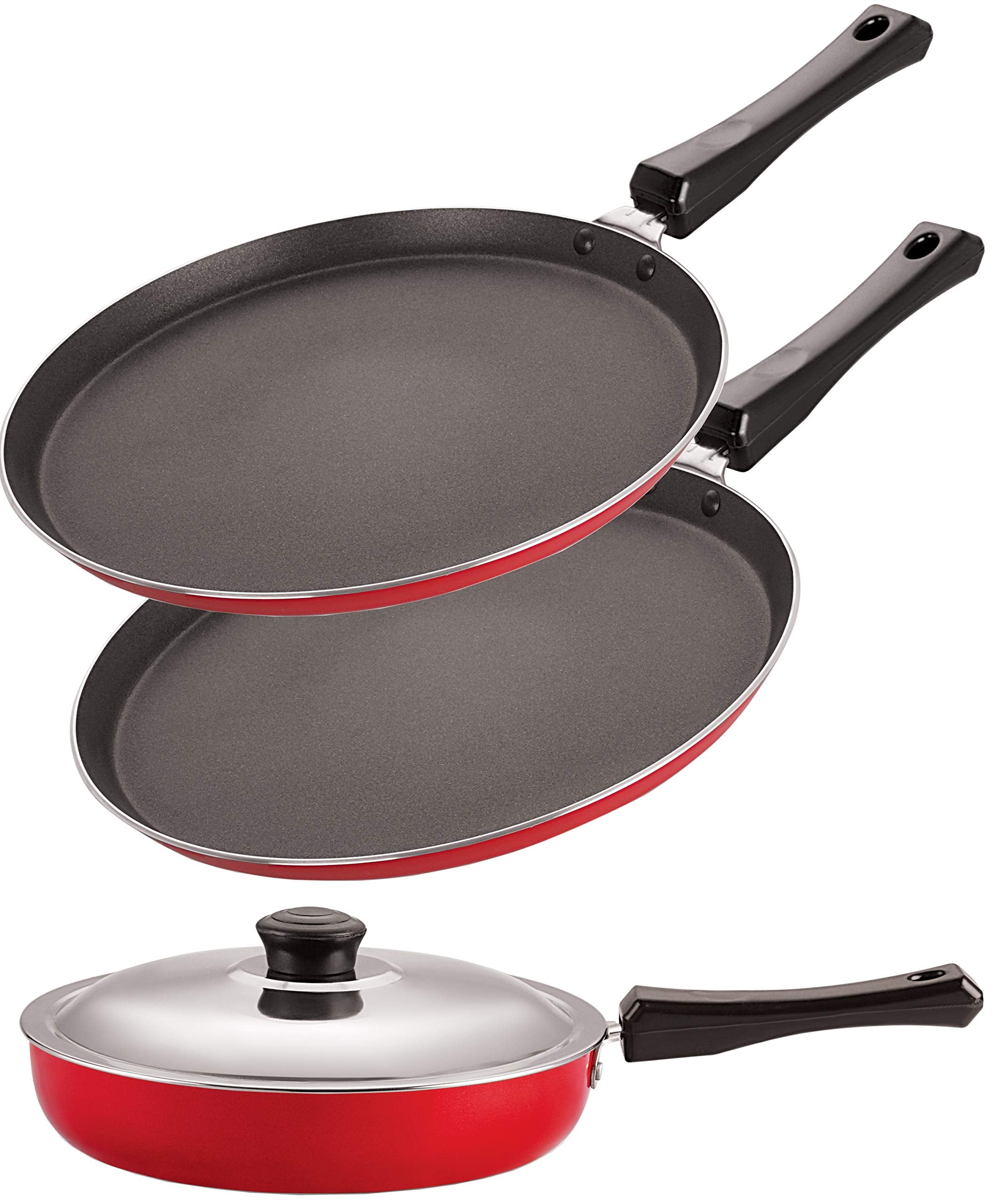Nirlon NonStick Pfoa Free 3 Piece Gas Compatible Kitchen Cooking Essential Set Offer With Supreme Quality