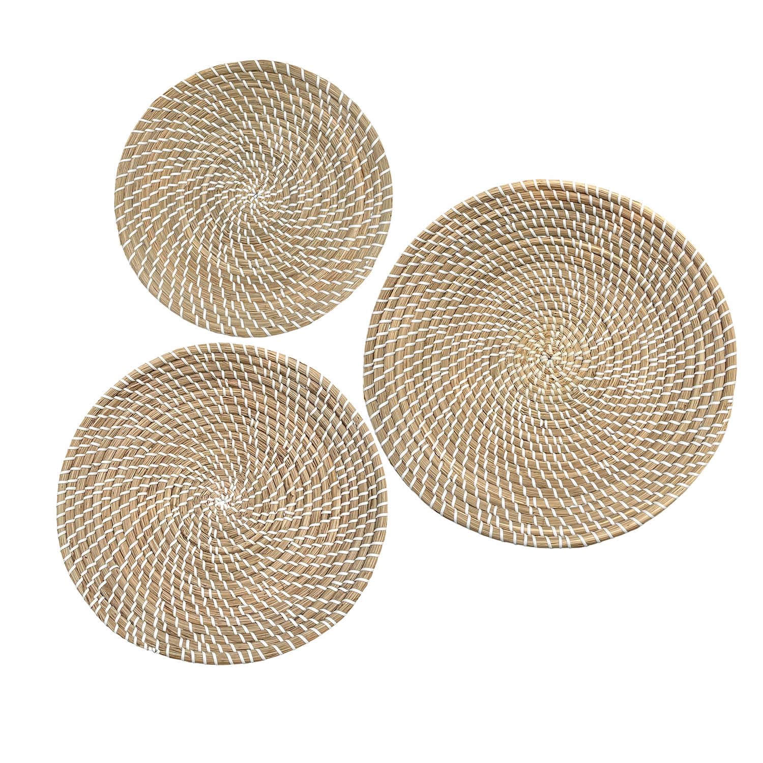 Laquedecraft Baskets Wall Decor Set of 3, Natural Handwoven Wicker