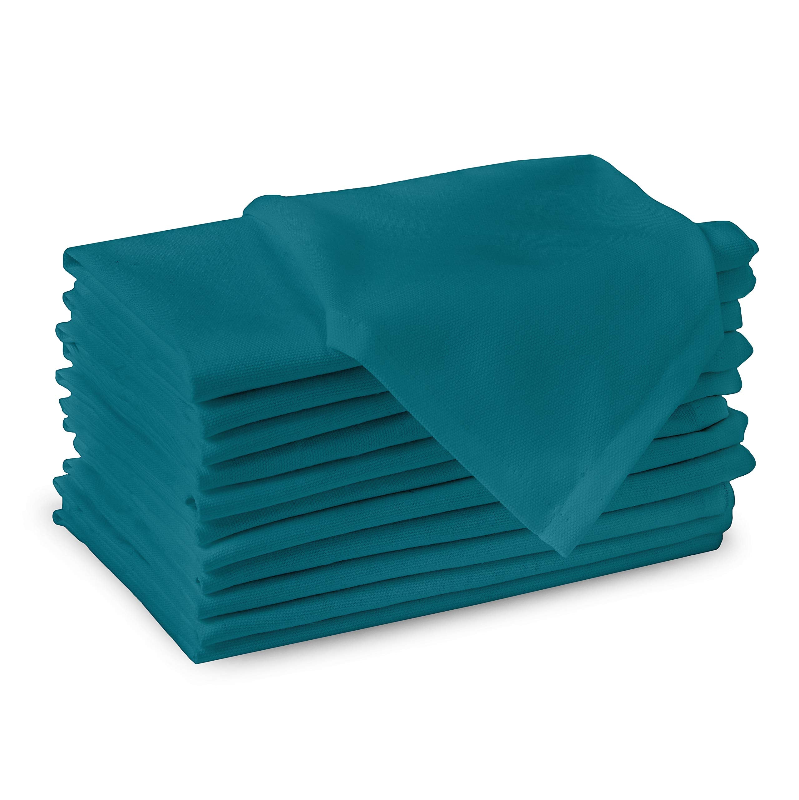 Encasa Cotton Cloth Napkins | Set Of 12 | Size 17 ''X17 '' | Azul Blue Solid Color | Machine Washable
