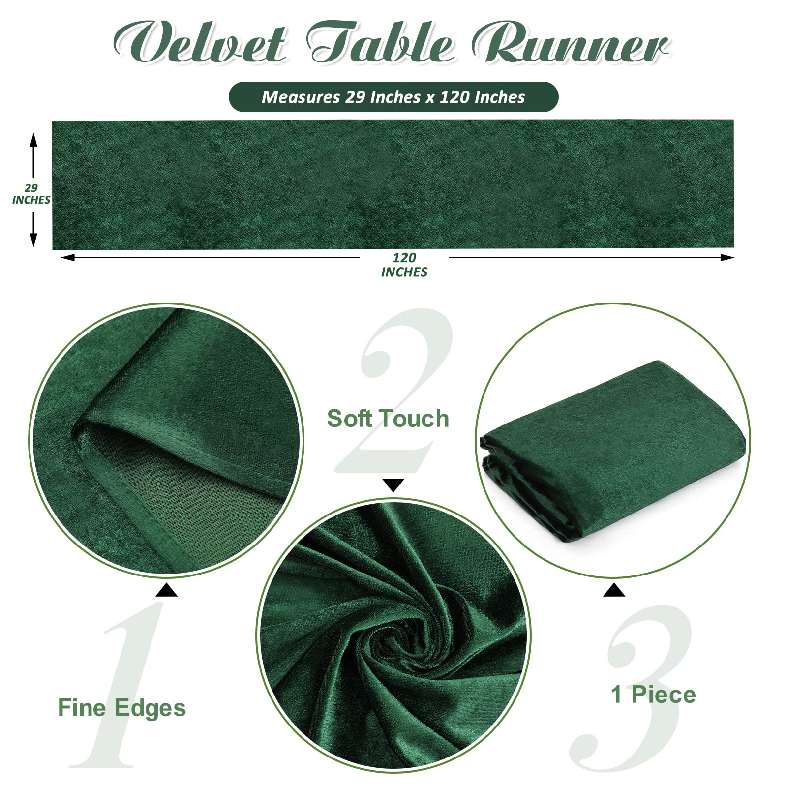 Velvet Table Runner Emerald Green 29X120 Inches Table Runners Soft Velvet Fabric Runners For Wedding Party Xmas Decorations