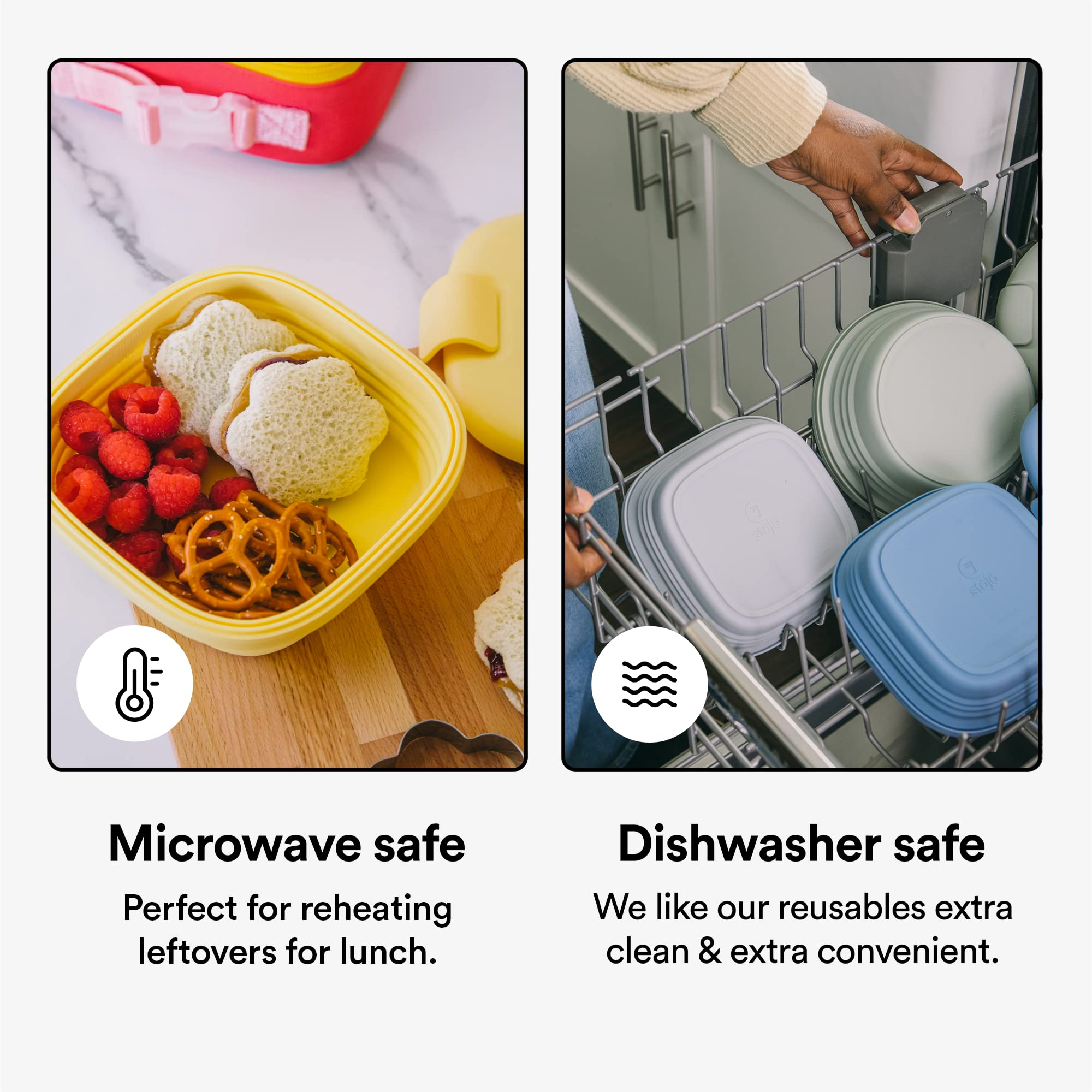 Stojo Jr Collapsible Box For Kids - Peony Pink, 24Oz - Leak-Proof Reusable Silicone Travel Bowl For Hot & Cold Food - For Home,