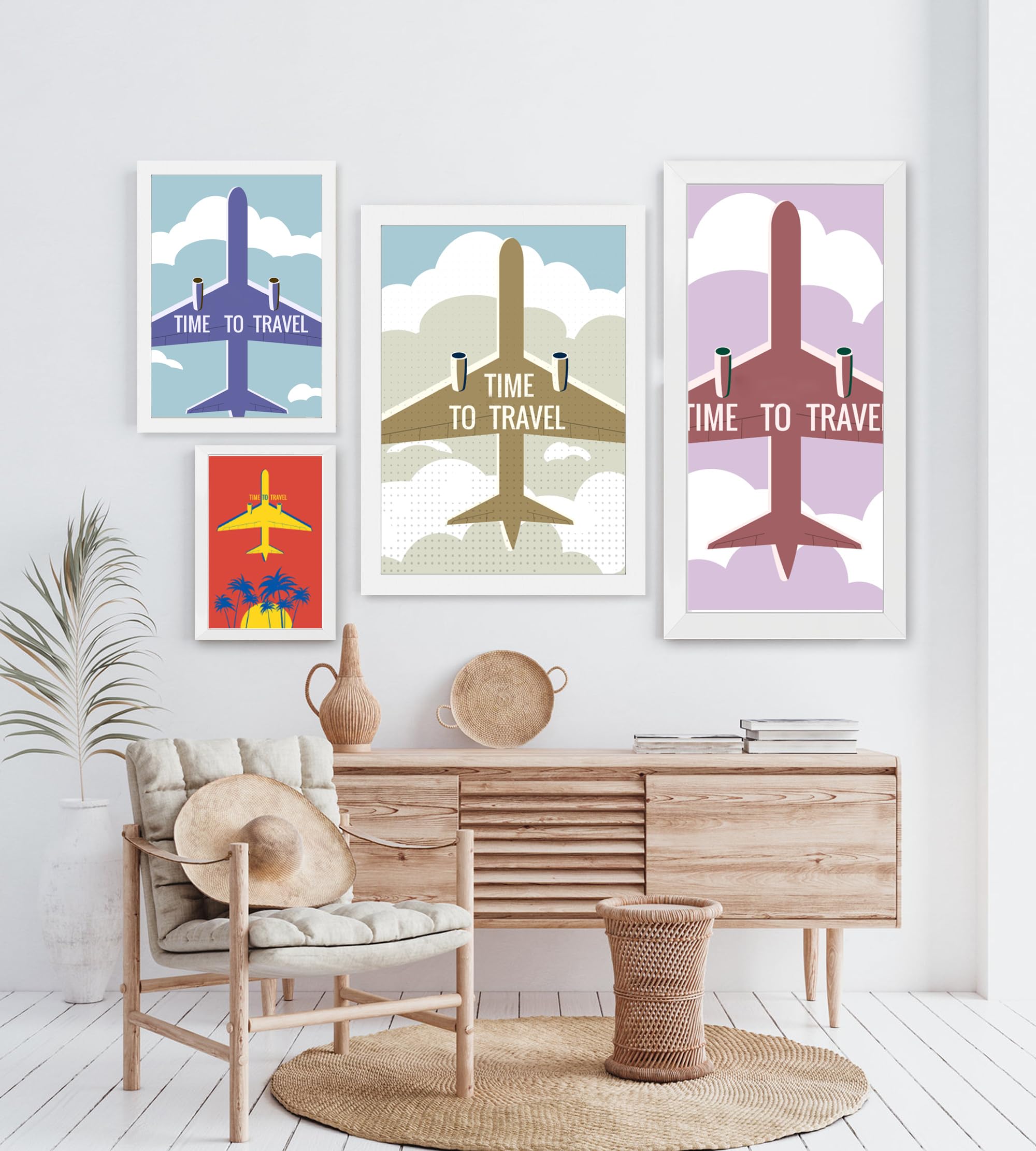 KTKDE 13x19 Picture Frame White set of 3, Wall Gallery Poster Frames Wooden, Shatter Resistant Glass, Rectangle Photo Frame for
