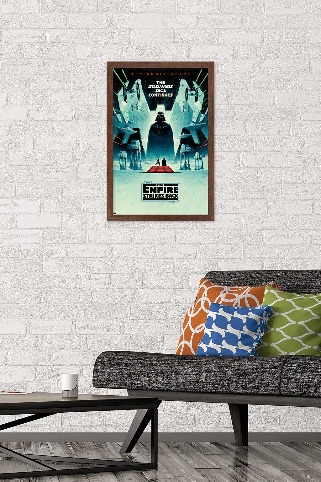 Trends International Star Wars: The Empire Strikes Back - 40Th Anniversary Wall Poster, 14.725'' X 22.375'', Mahogany Framed Ver