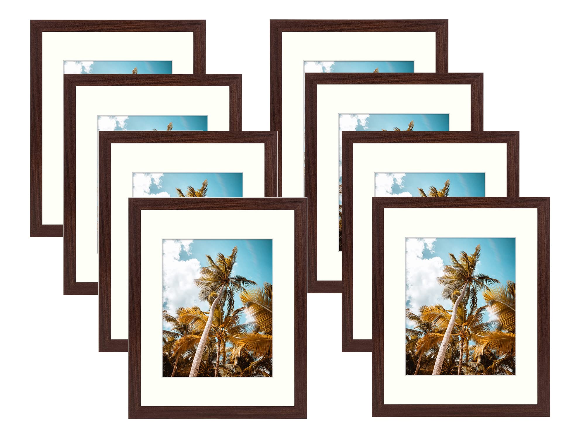 Frametory, 11x14 Picture Frame with Mat for 8x10 Photo - High Definition Glass Wide Molding Preinstalled Wall Mounting Hardware 