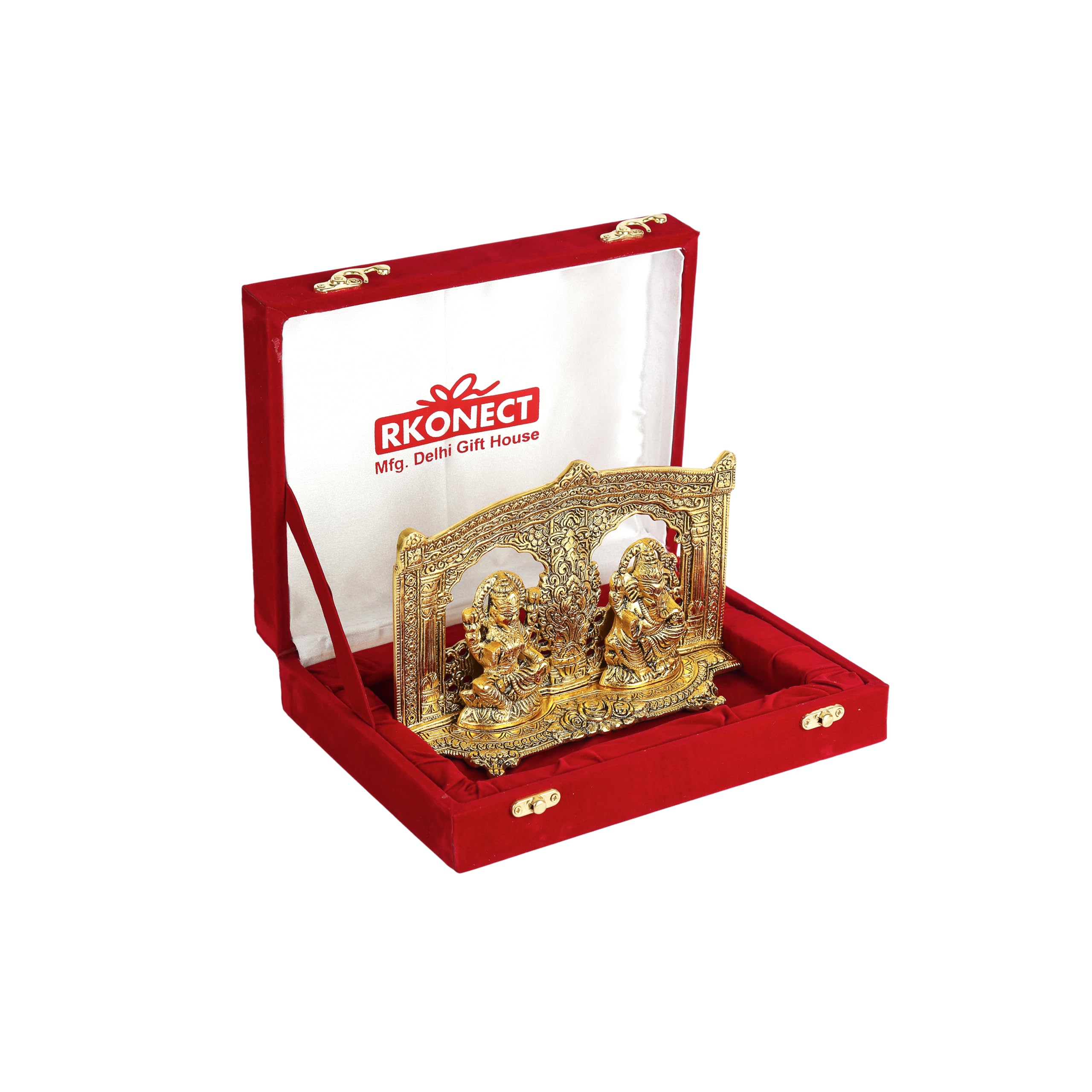 RKONECT Laxmi Ganesh Idol for Home Puja | Laxmi Ganesh Murti | Metal Silver Lakshmi Ganesha Murti for Diwali Gift (Golden)