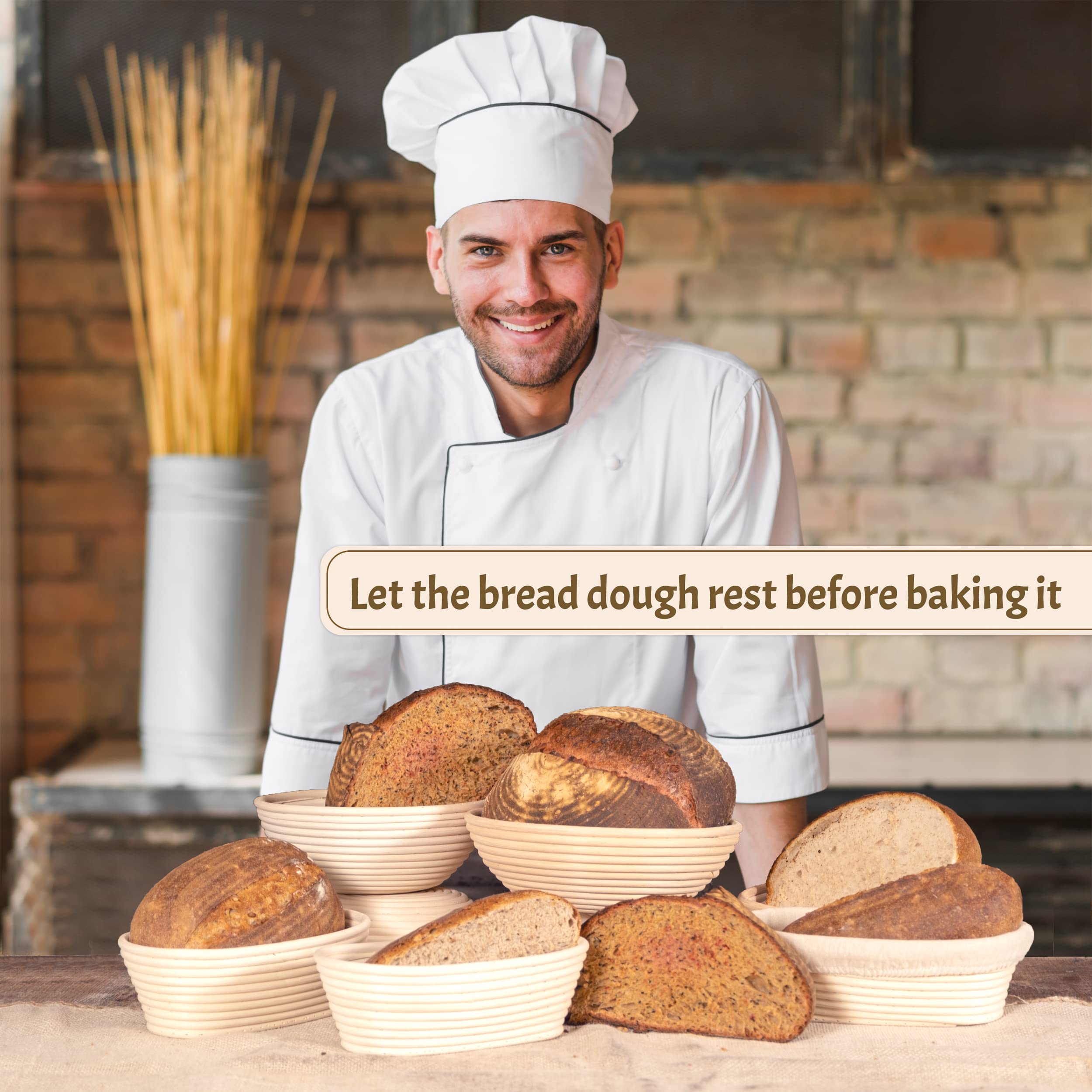Sourdough Bread Baking Supplies Starter Kit, Banneton Bread Proofing Basket 9'' Round & 10'' Oval, Bread Making Tools, Perfect B