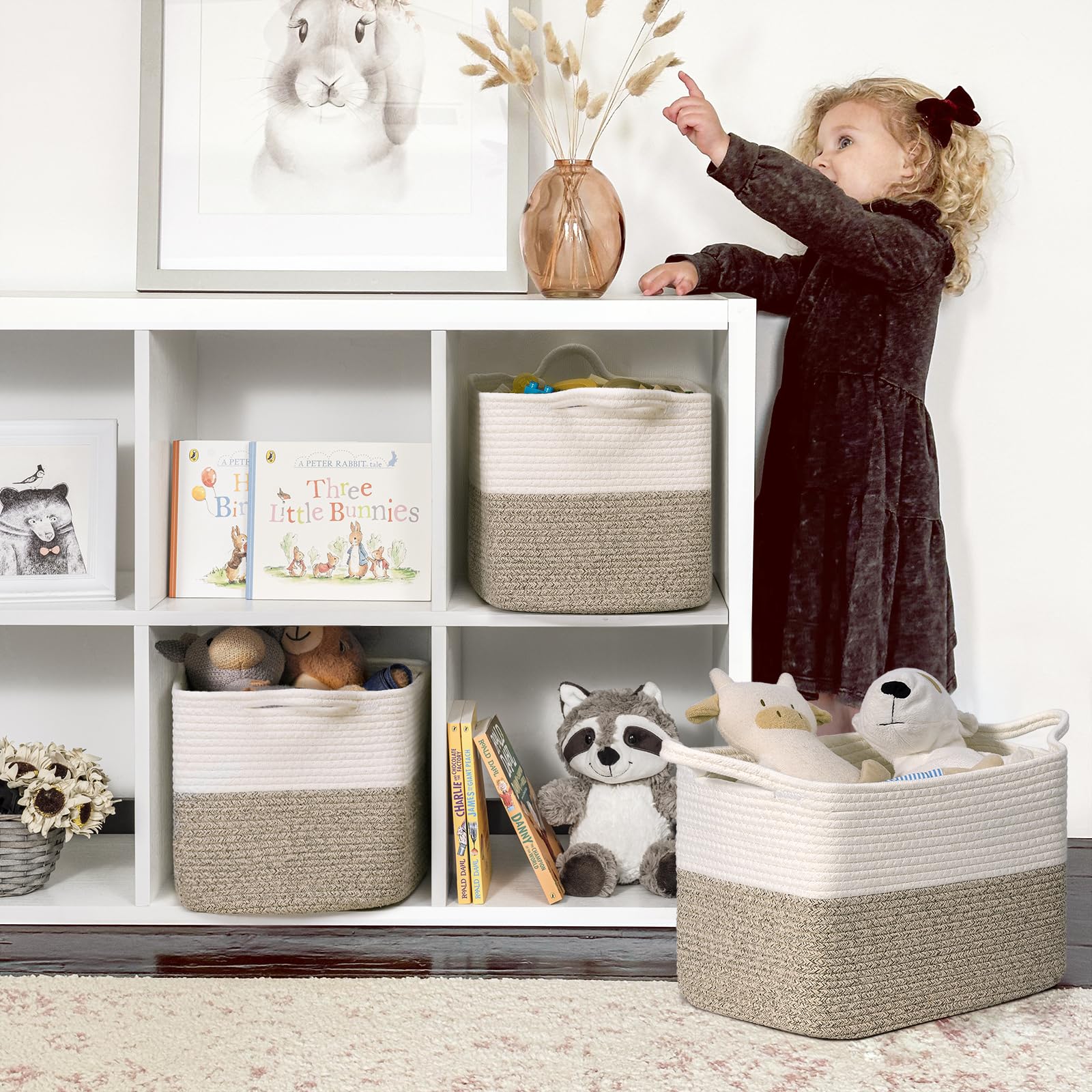 Goodpick Woven Storage Baskets For Organizing, Baby Basket For Gifts, Dog Toy Basket Storage Bins For Shelves, Cute Basket For H
