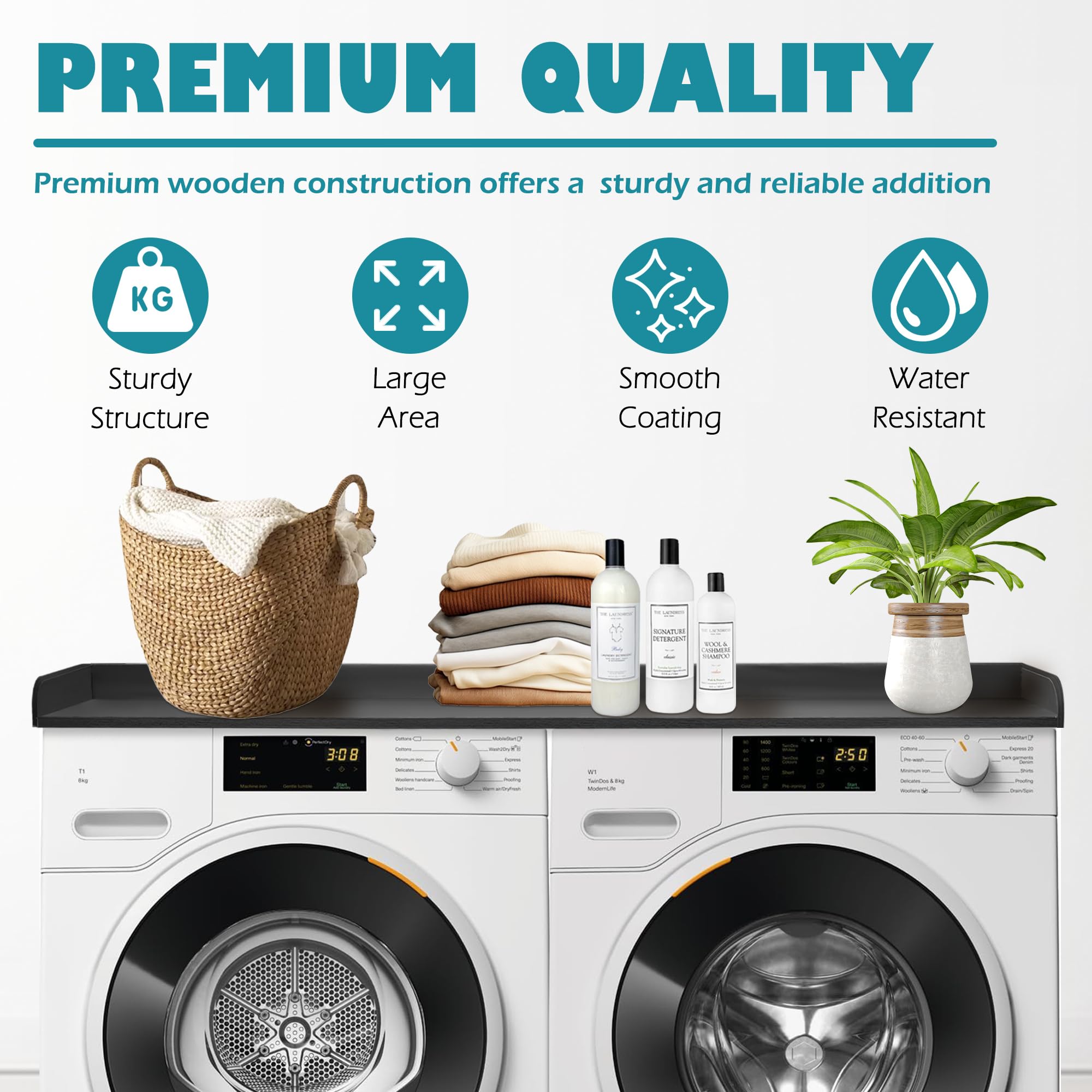 Royxen Laundry Countertop Solid Wood, Countertop For All Front-Loaded Washing Machine And Dryer, Extra Room For Laundry Room, Oa