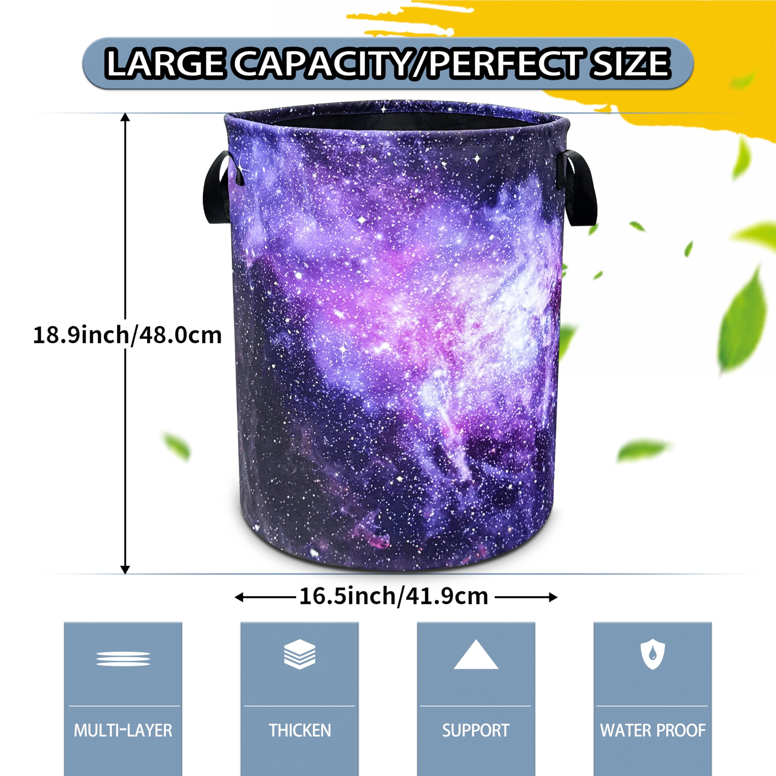 Pink Purple Galaxy Laundry Basket Universe Starry Sky Foldable Oxford Cloth Funny Tote Bag Laundry Hamper Clothes Storage Bucket