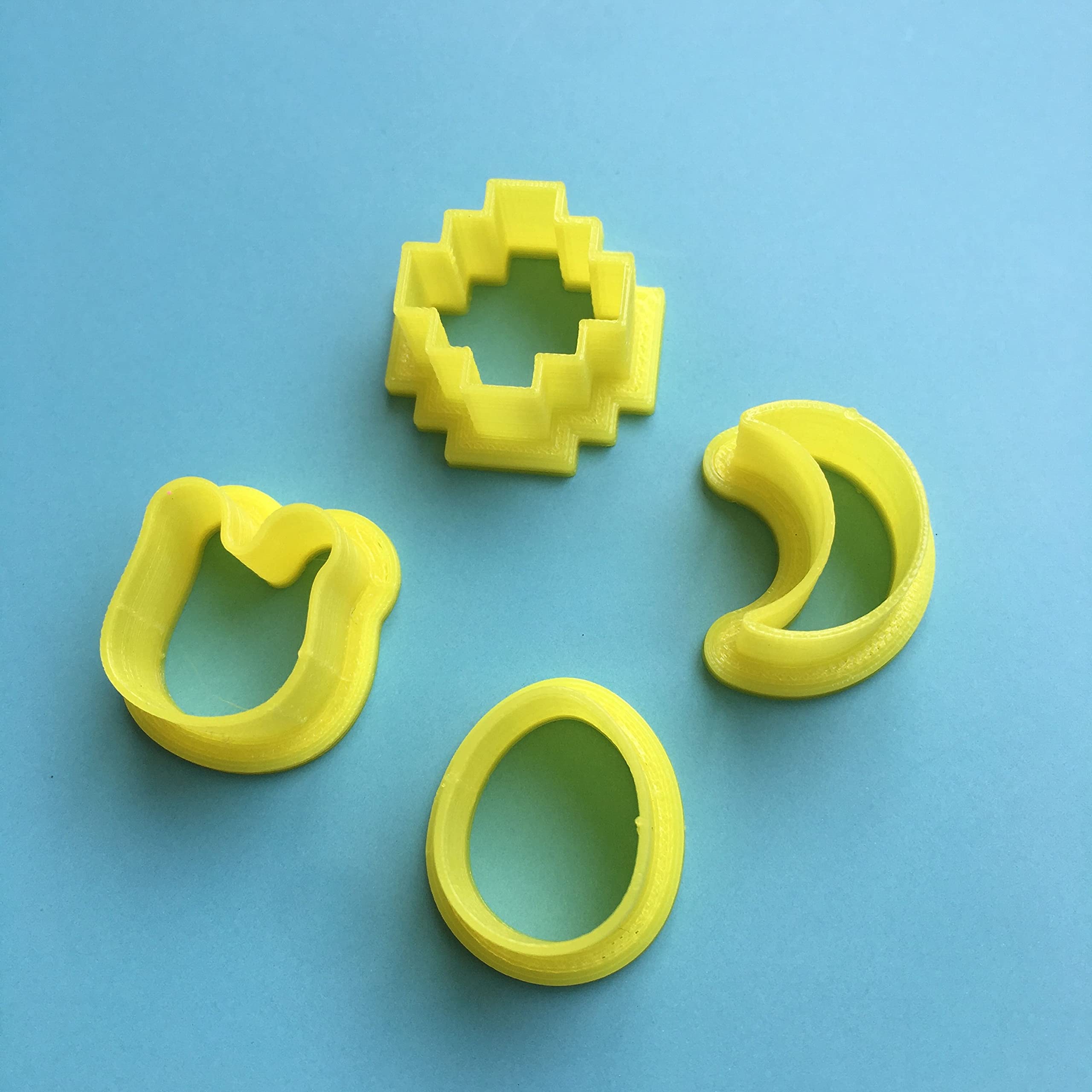 Set Of 4 Mini Clay Stud Cutter, Small Aztec Moon Bunny And Egg Shape Cutter