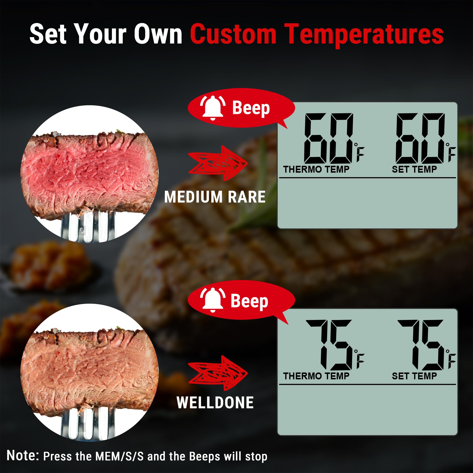 Thermopro Tp16 Large Lcd Digital Cooking Food Meat Thermometer For Smoker Oven Kitchen Bbq Grill Thermometer Clock Timer With St