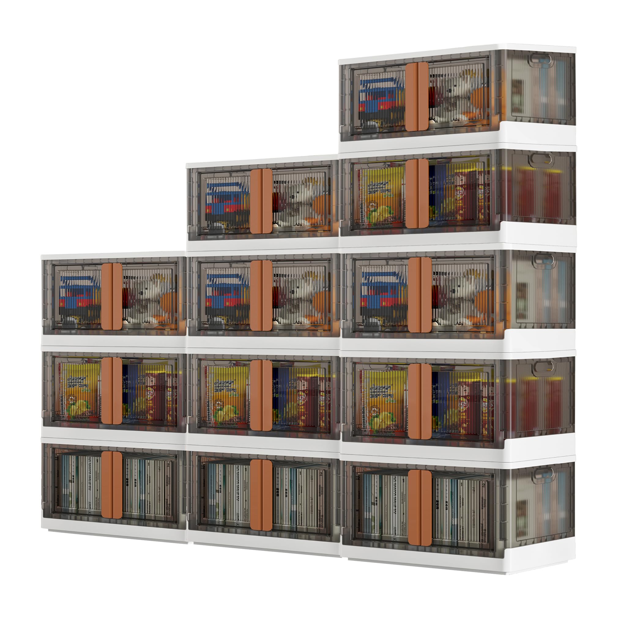 Wondersome Collapsible Storage Bins 72-L - 12-Pack Of Extra-Large 19-Gallon/76-Quart Stackable Wheeled Clothing, Shoe, Bedroom,