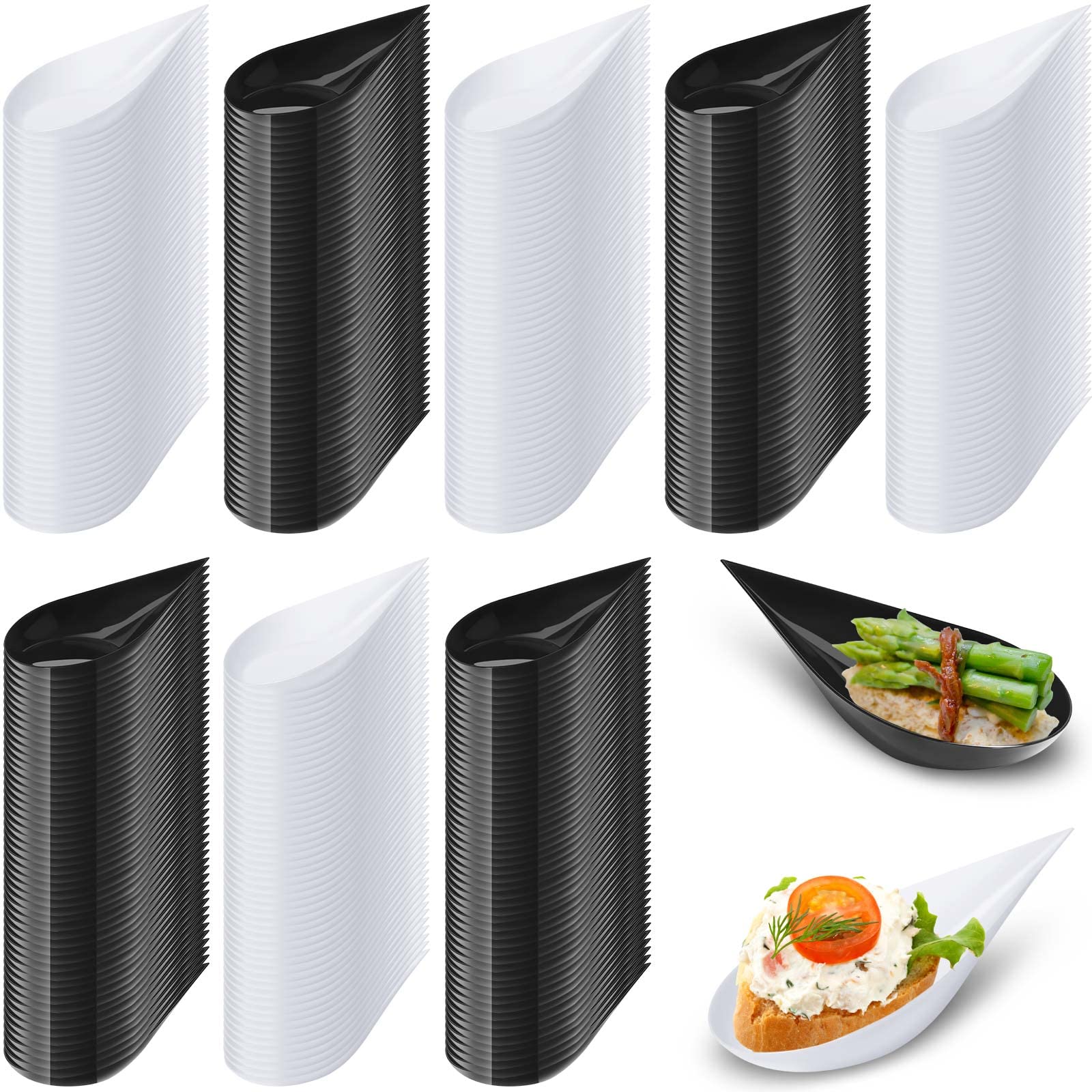 Tessco 400 Pcs 4'' Tear Drop Mini Appetizer Plates Appetizer Spoons Plastic Tasting Spoons Reusable Disposable Serving Spoons De