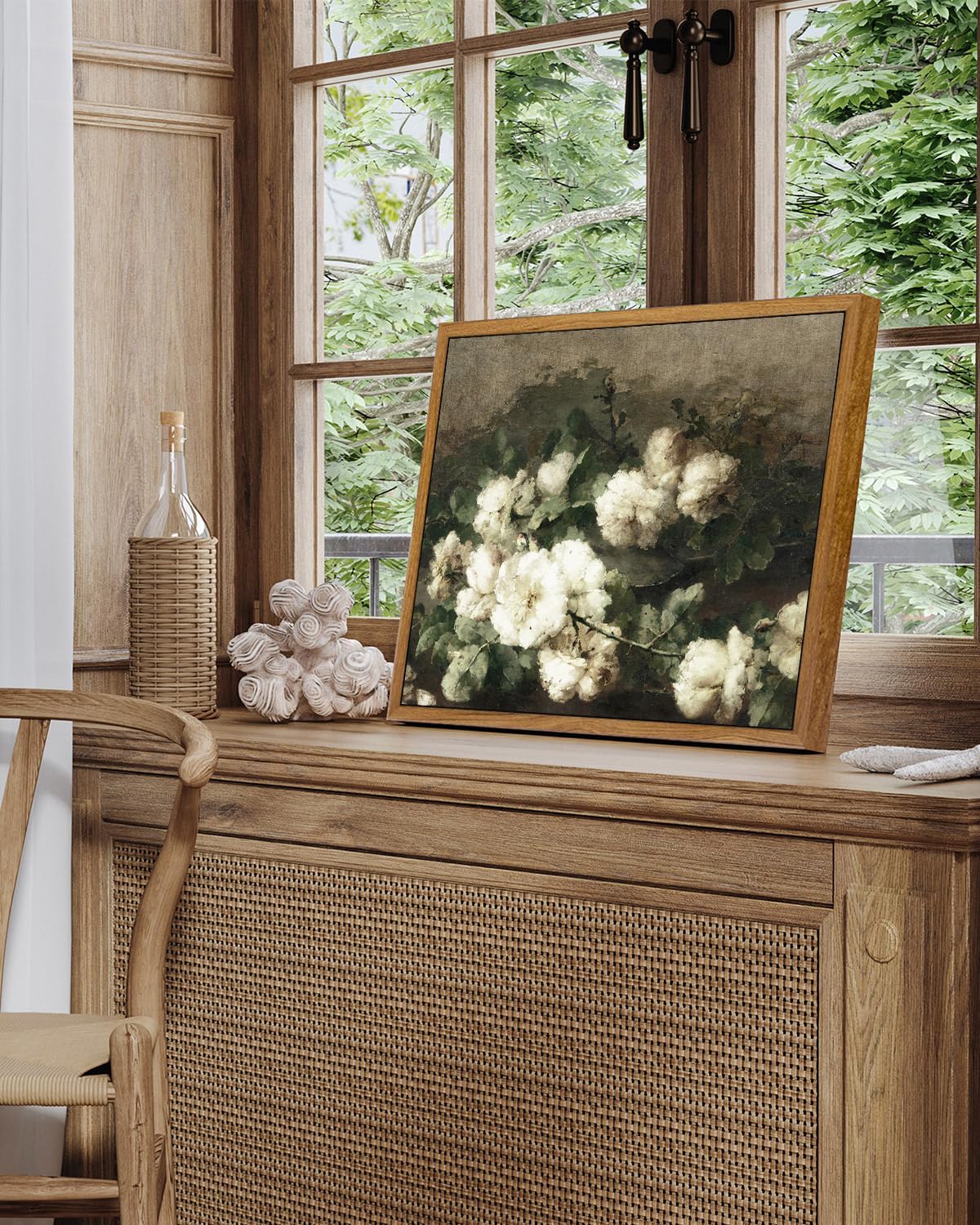 Insimsea Framed Vintage Flower Prints Wall Art Room Wall Decor, Botanical Prints Wall Art For Living Room Decorations, Rustic Ar