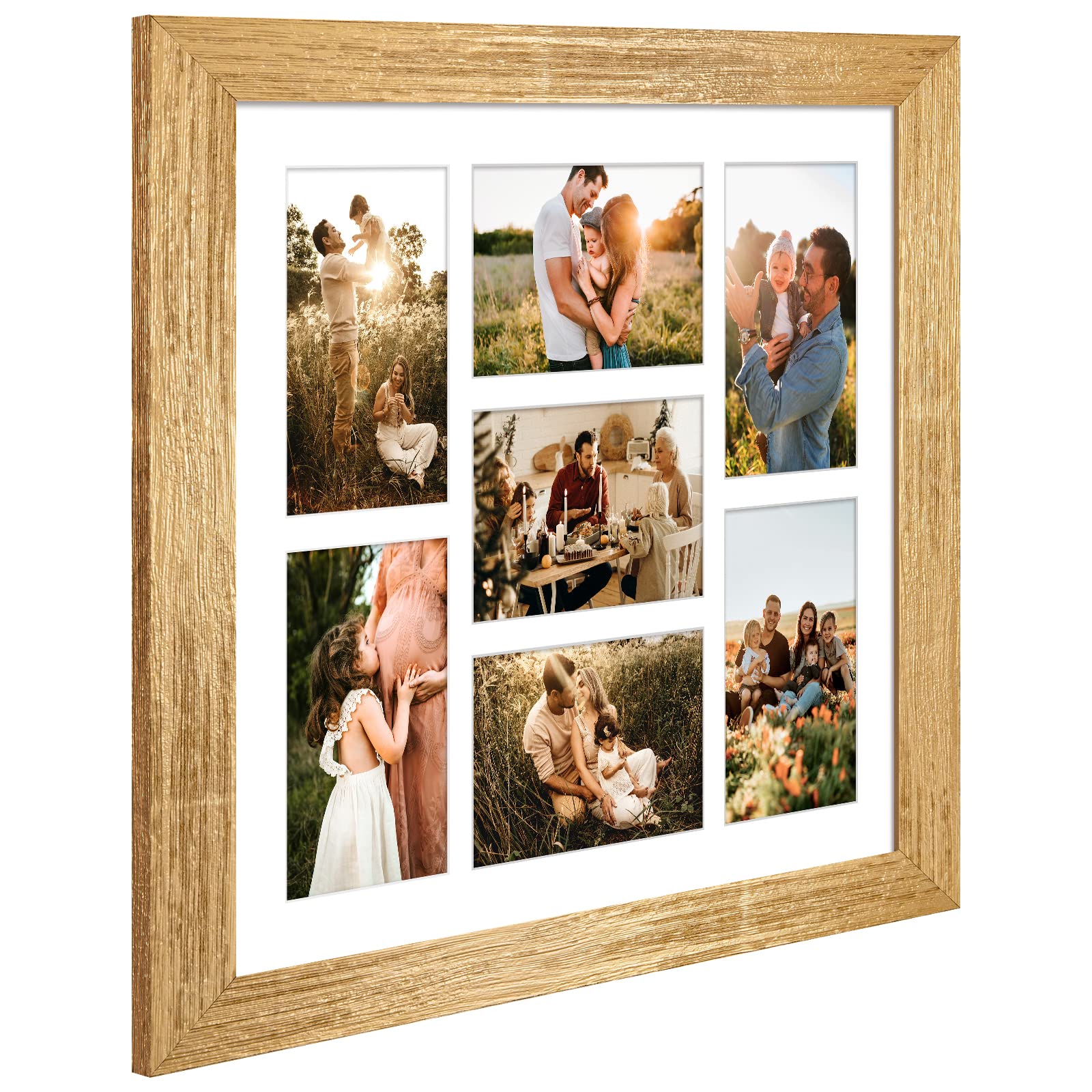 Gaevuian 13.5x15.5 Picture Frame Display 7 opening 4X6 Picture Frame Collage,Multi Photo Frame with Mat,Plexiglass,Wall or Table