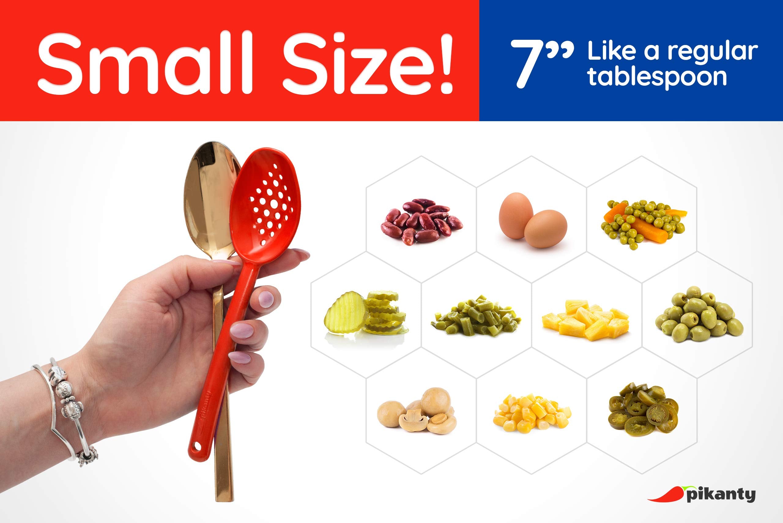 Pikanty Small Slotted Spoon - Durable and Versatile Kitchen Tool for Straining Oils  Juices  and More!