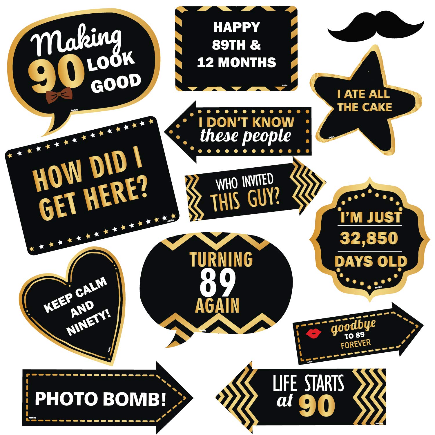 Festiko 13th,15th,16th,18th,21st,30th,40th,50th,60th,70th,80th,90th and 100th Birthday Photobooth Props for Birthday Photoshoot 