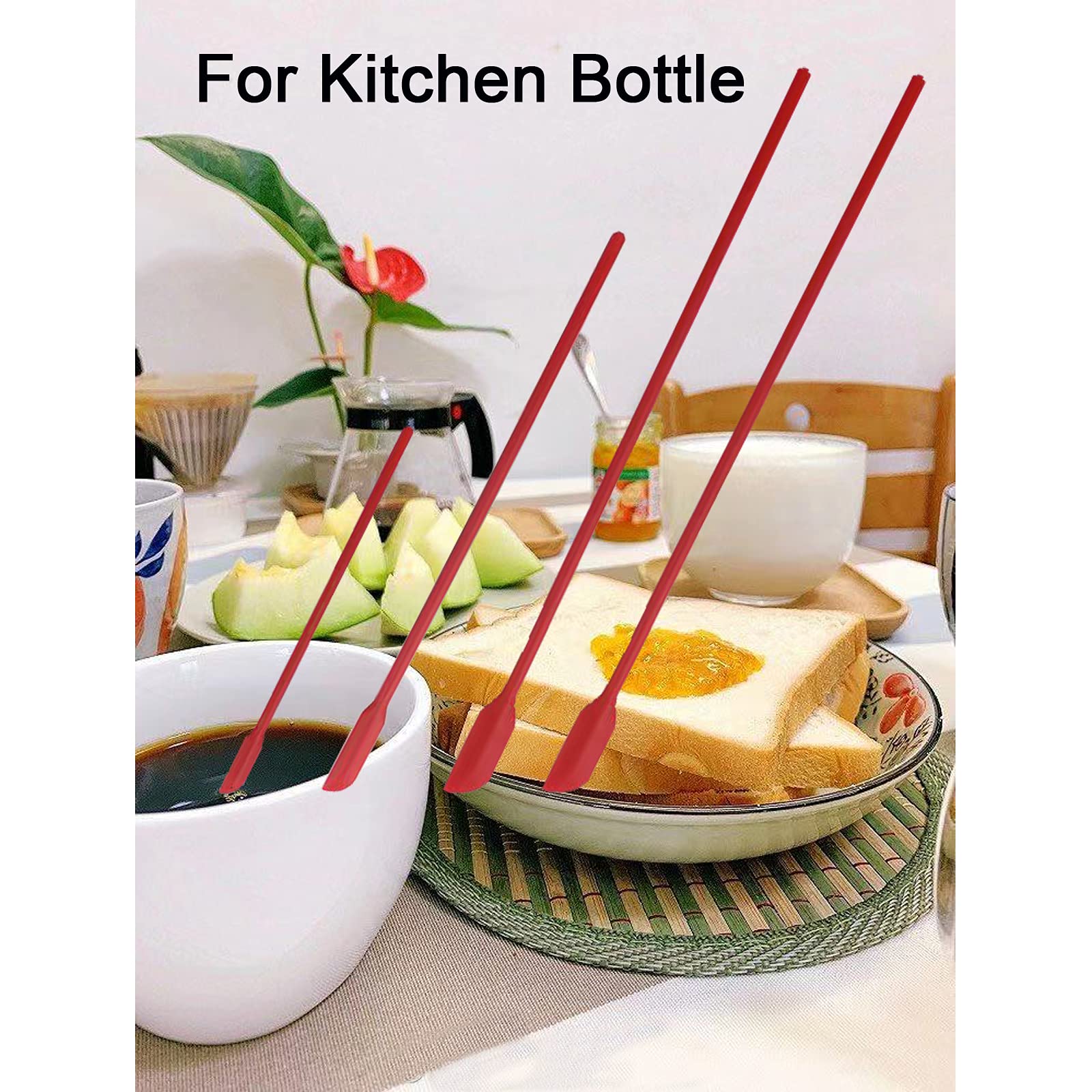 Mini Silicone Spatula Set- Small Rubber Spatula For Makeup- Thin Jar Scraper For Kitchen(4 Pack) (Black)