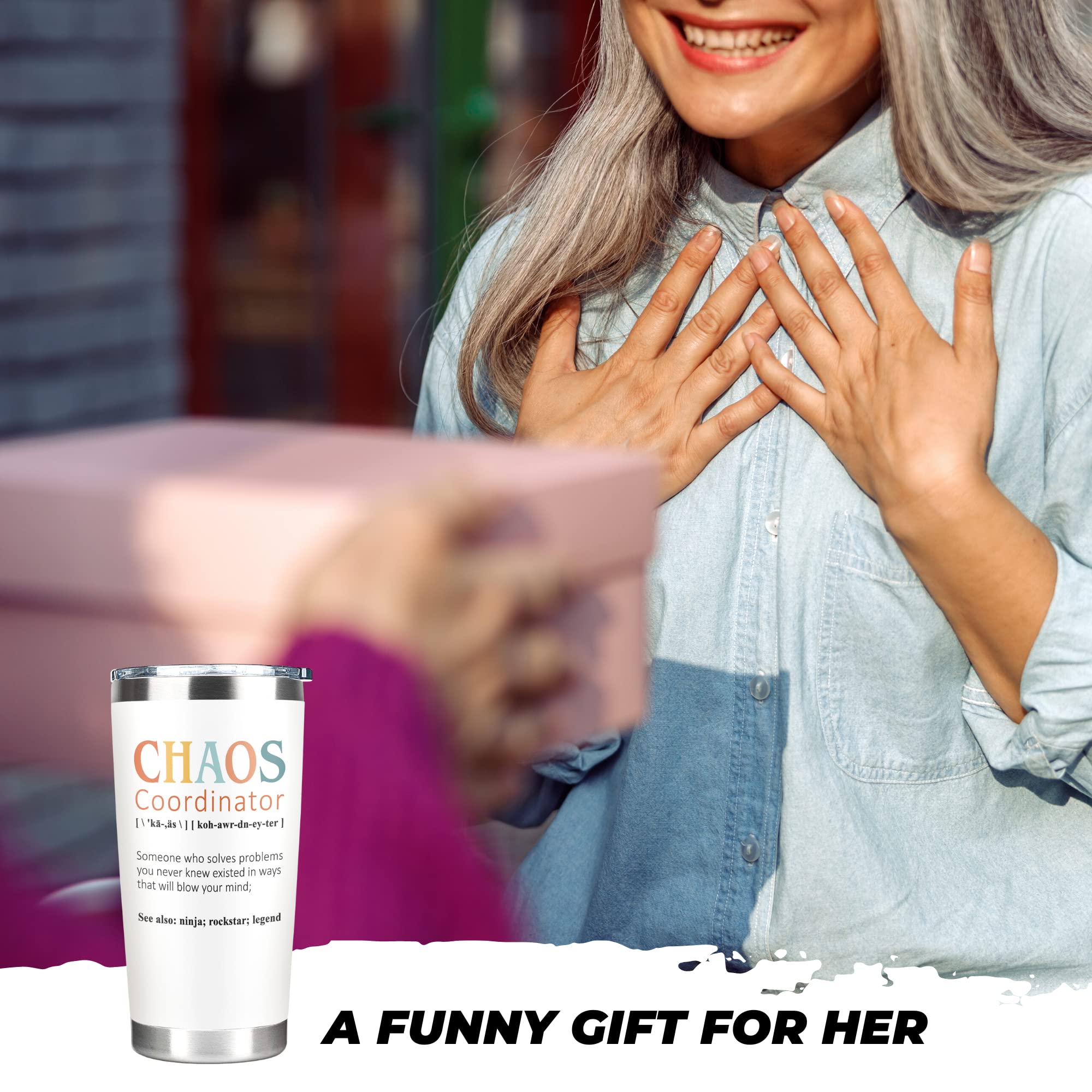 Gifts for Women - Unique Boss Lady Gifts for Women  Her  Mom  Coworker  Manager  Teacher  Boss - Chaos Coordinator Gifts - Birthday Gifts for Women - Thank You Gifts for Women Teacher - 20Oz Tumbler