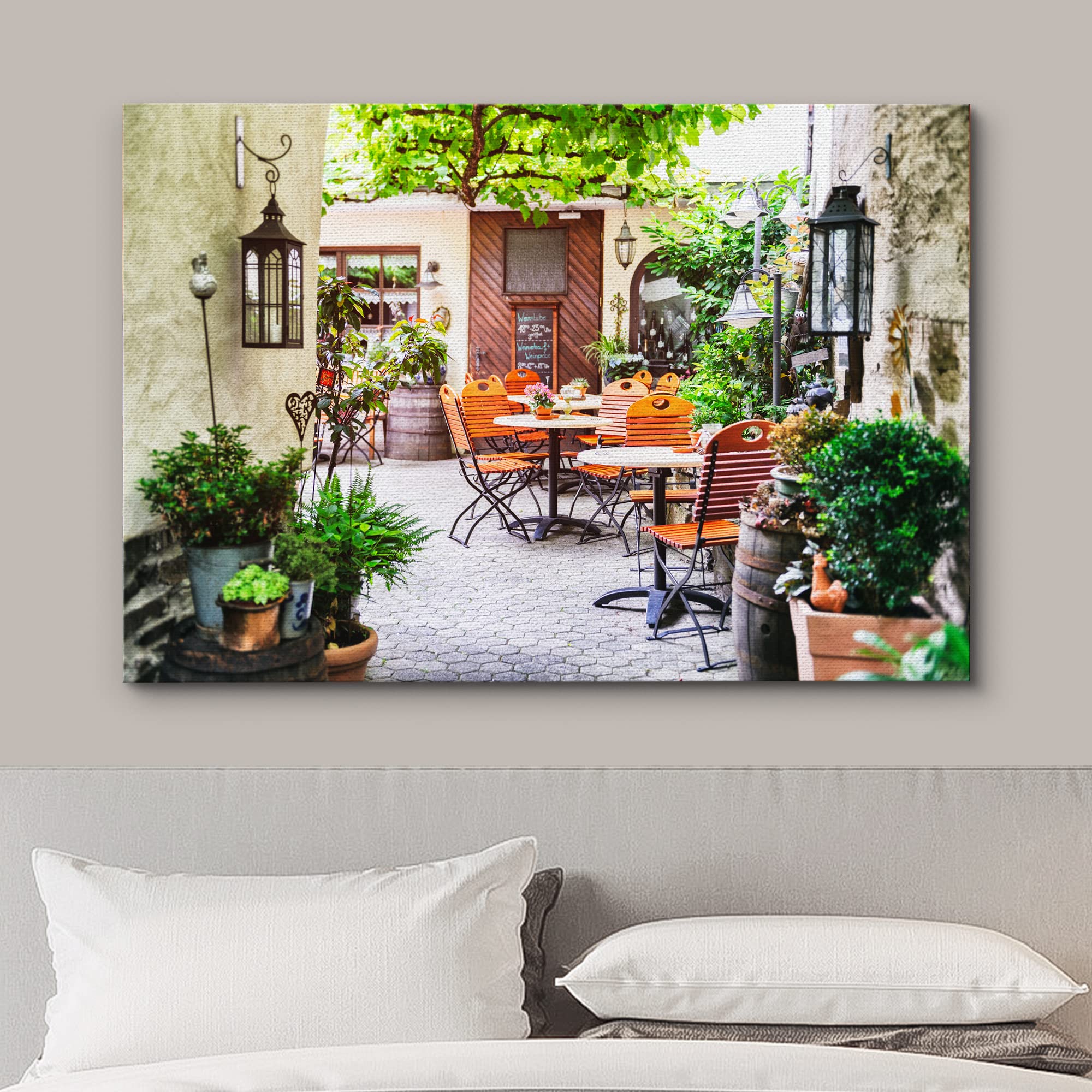 Wall26 Canvas Print Wall Art European Cafe Restaurant Terrace Patio Food Cityscape Photography Modern Art Rustic Scenic Relax/Ca