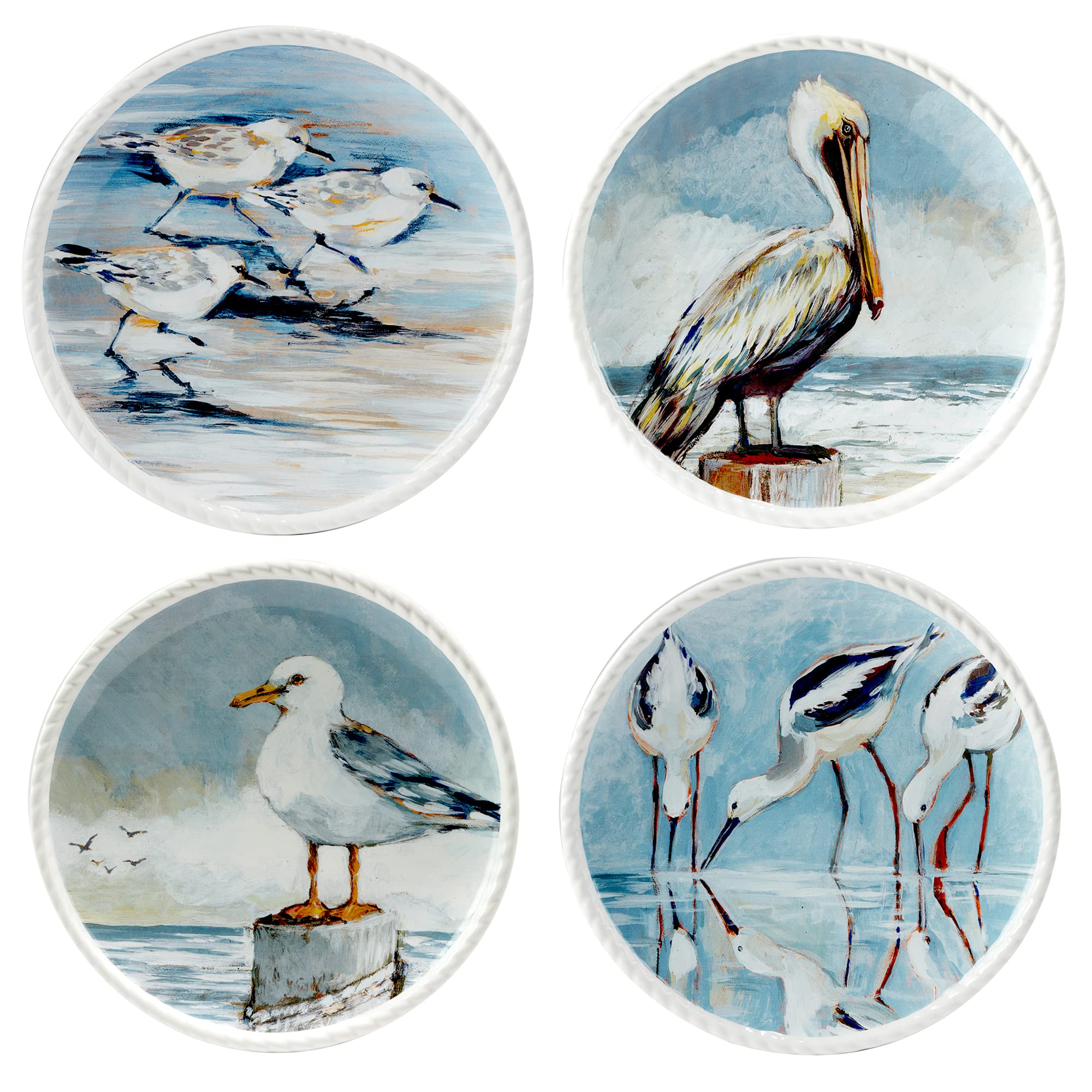 Certified International Shorebirds 8.5'' Salad/Dessert Plates, Medium, Multicolor, Set Of 4