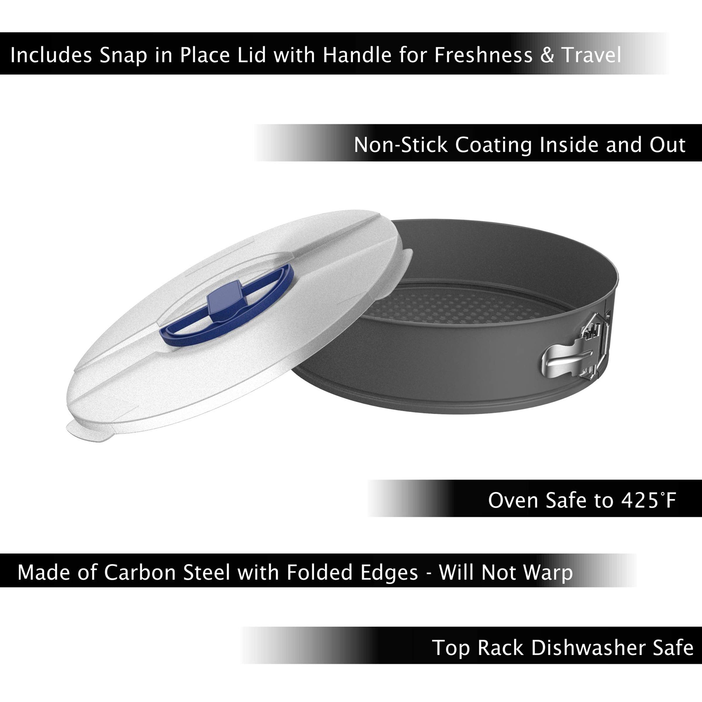 Classic Cuisine Springform Cheesecake Pan - 10" Nonstick Carbon Steel with Lid, White, Anti-Warping Model 82-KIT1101