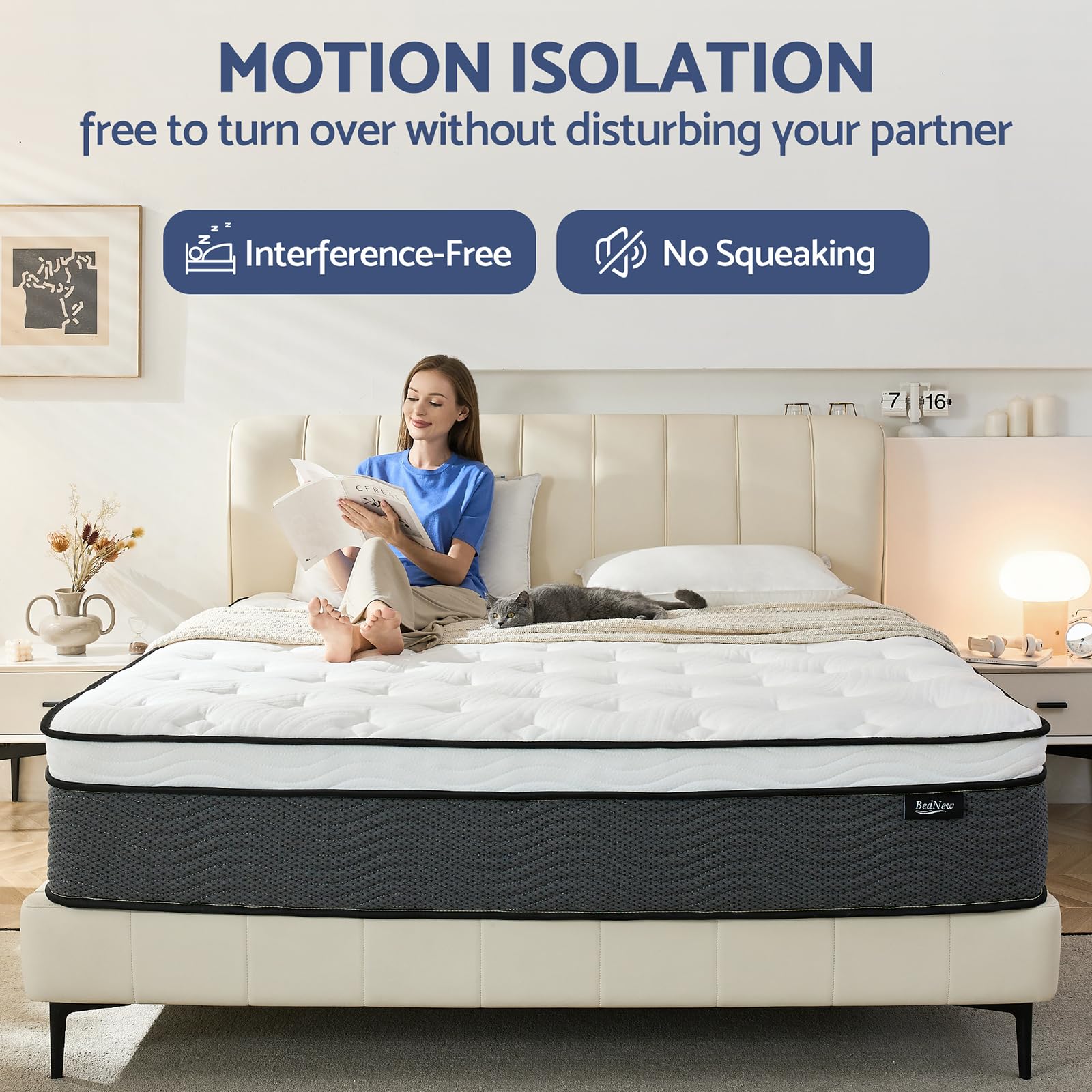 King Mattress, 14 Inch King Size Mattress In A Box, Hybrid Mattress For Pressure Relief, Pocket Springs Mattress, Firm