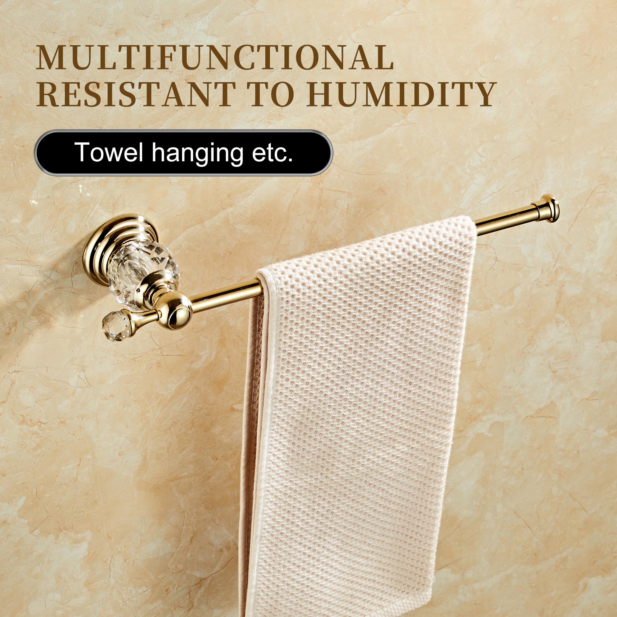 Golden Towel Holder, Gold Crystal Towel Bar Bathroom Hardware