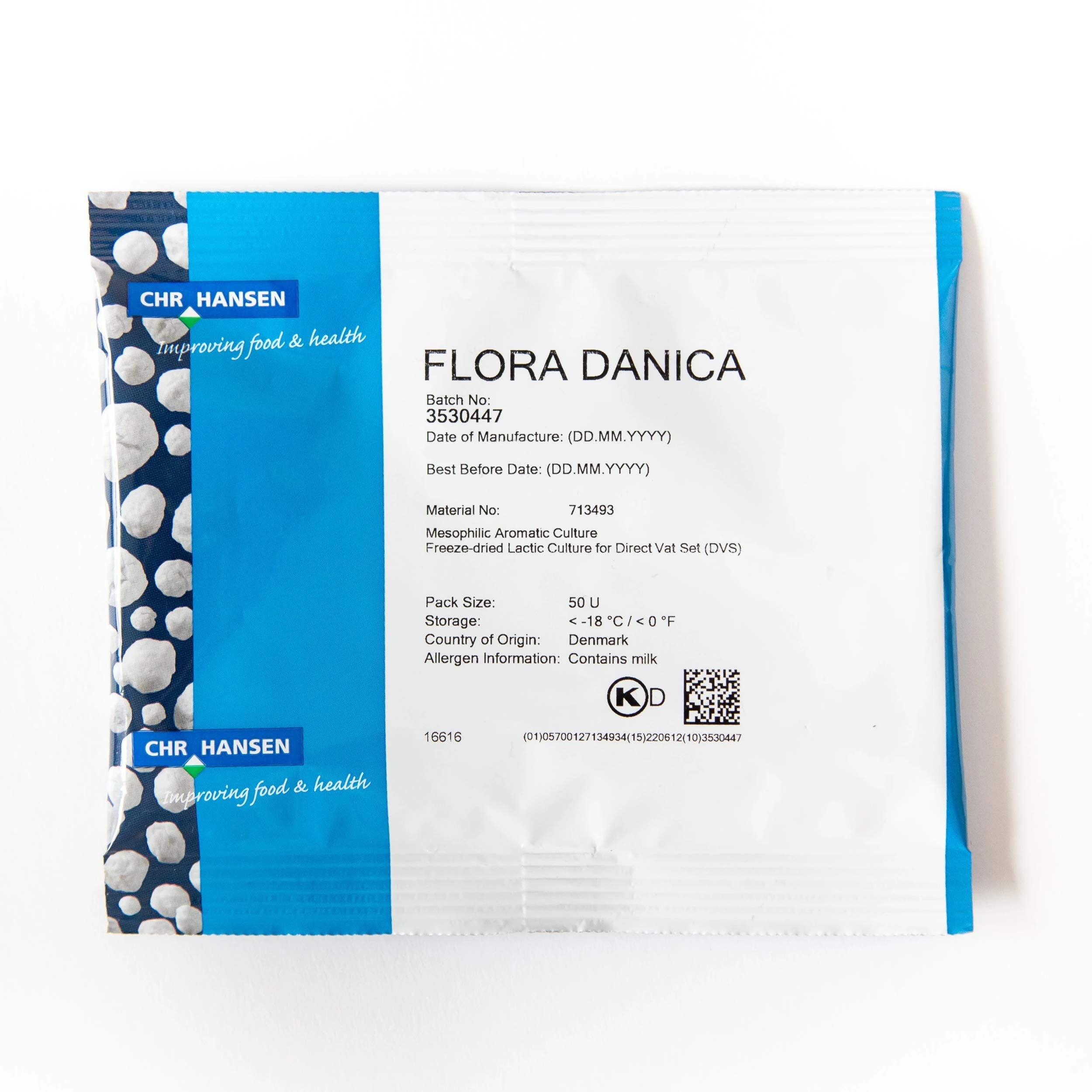 Flora Danica (Aroma Type B) Mesophilic Culture (50U- Good For 130 Gallons)- Ideal For Brie, Camembert + Continental Cheeses