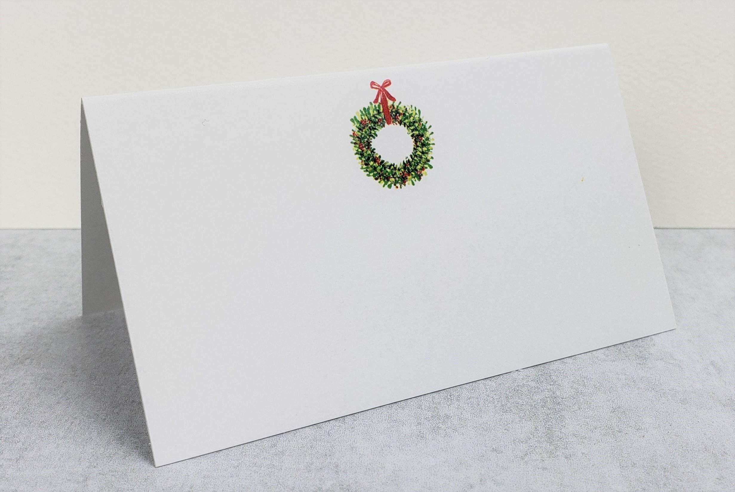 Nancy Nikko Place Cards With Christmas Wreath For Weddings, Showers, Dinners, Parties And Special Events Table Tent Style, Score