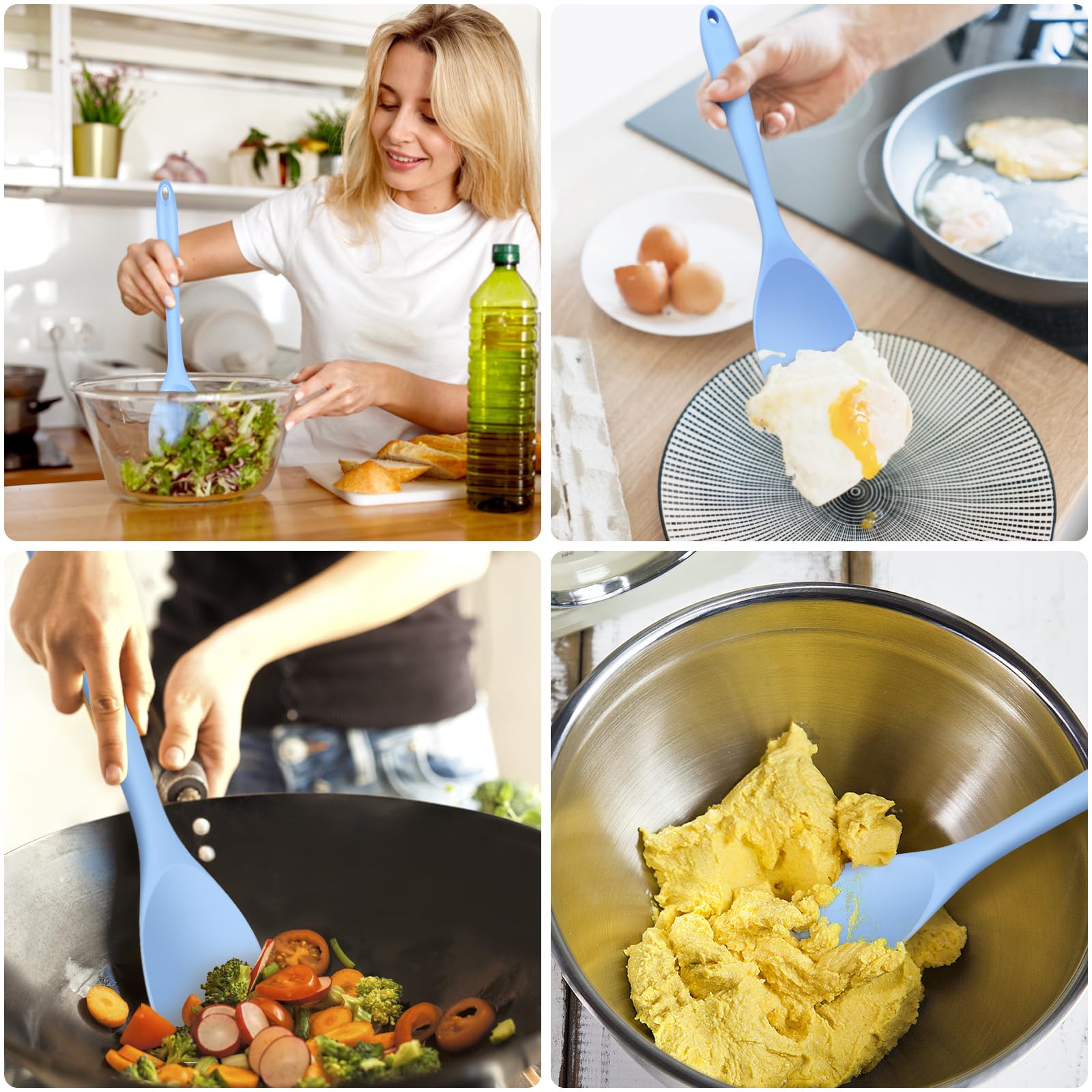 Armrouns Silicone Spatula Spoon 2-Pack, Rubber Spoonula Set Heat Resistant, Seamless Non-Stick Scrapers For Baking Mixing.