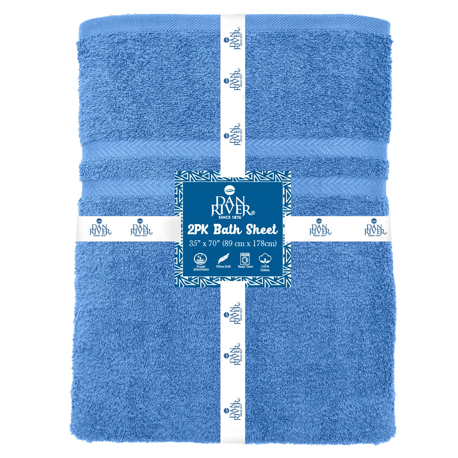 Dan River Bath Sheets Set Of 2 - 550 Gsm Ultra Super Soft & Highly Absorbent Sheets - 100% Cotton Jumbo Large Bath Towels For Ho