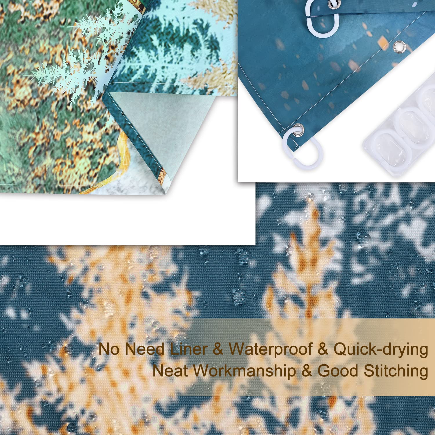 Rosielily Mountain Shower Curtain, Forest Shower Curtain, Starry Night Shower Curtain Hooks, Night Sky Stars Cool Art Shower Cur