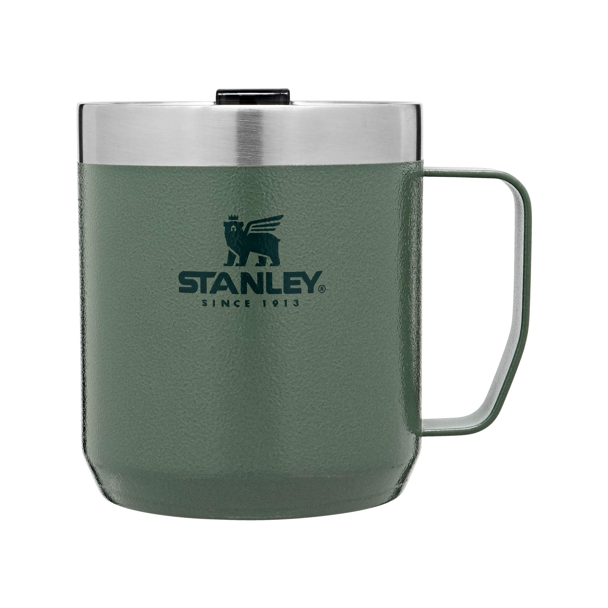 Stanley Stay Hot Camp Mug - Durable 18/8 Stainless Steel Insulated Mug - Splash-Free Tritan Drink-Thru Lid - 12 Oz - Hammertone