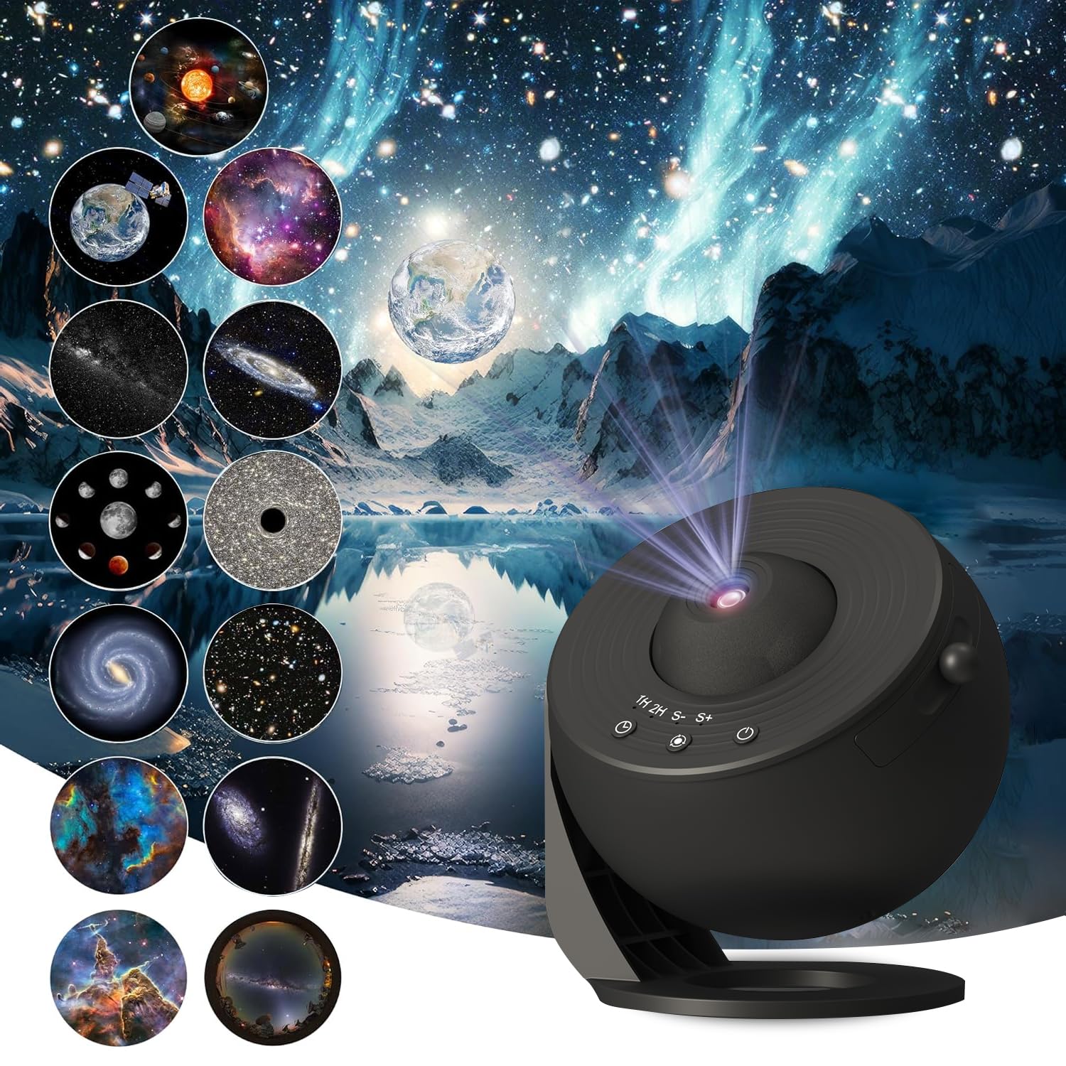 Planetarium Star Projector,Rusoso Galaxy Projector,13 In 1 Film Discs Projector Galaxy Night Light Starry Sky Lamp,360  Rotation