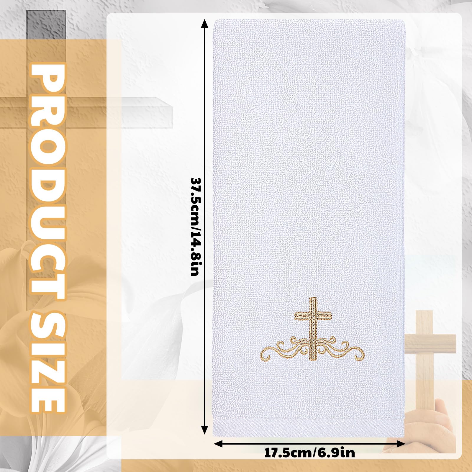 Buryeah 2 Pcs Baby Baptism Towel Baby Baptism Terrycloth Embroidered Hand Towels For Baby Gift