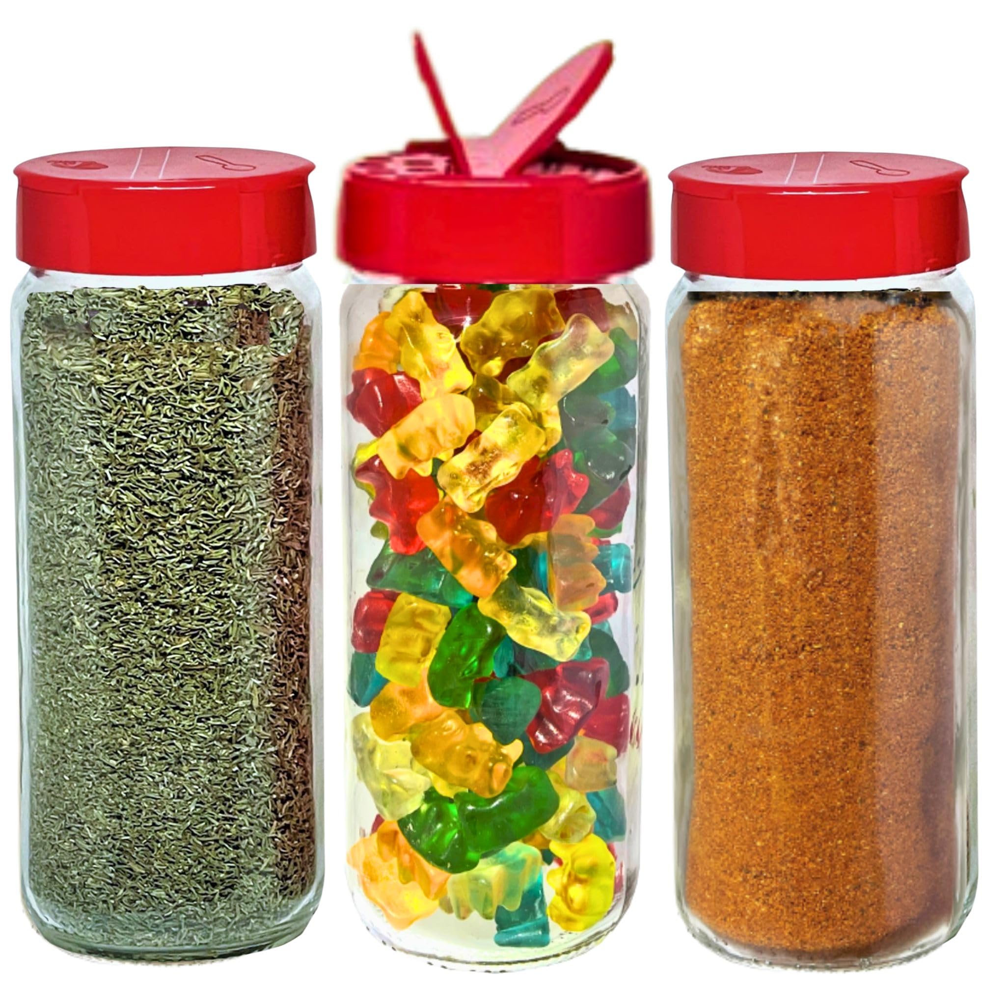 JARMING COLLECTIONS Glass Spice Jars with Shaker Lids - Spice Jars 16 oz for Food Storage, Spice Containers for Kitchen Organiza