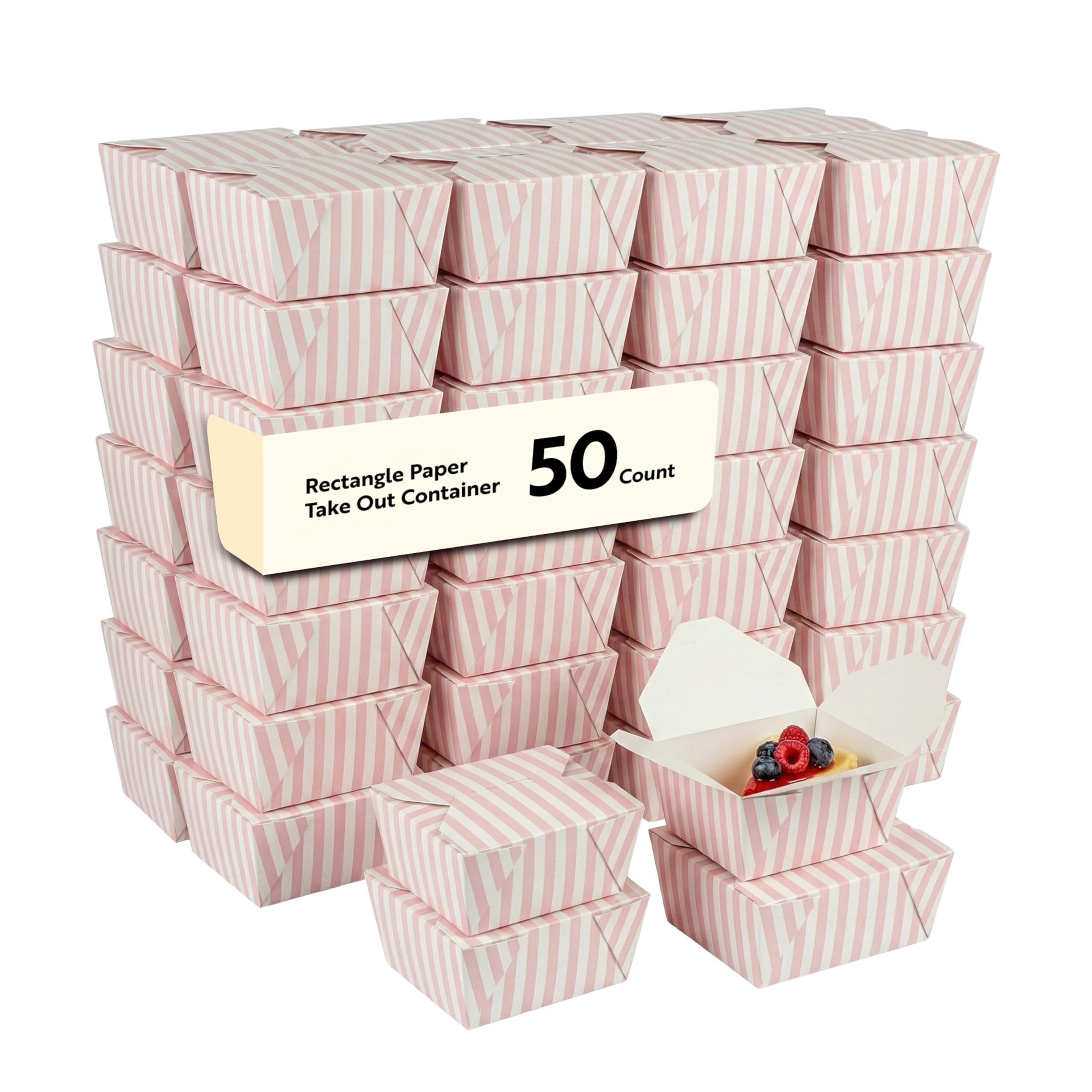 Restaurantware Paper Food Box 50 Count 30 Oz Leakproof Paper Lunch Box Greaseproof Food Container Tab-Lock Design 5.1 x 4.1 x 2.