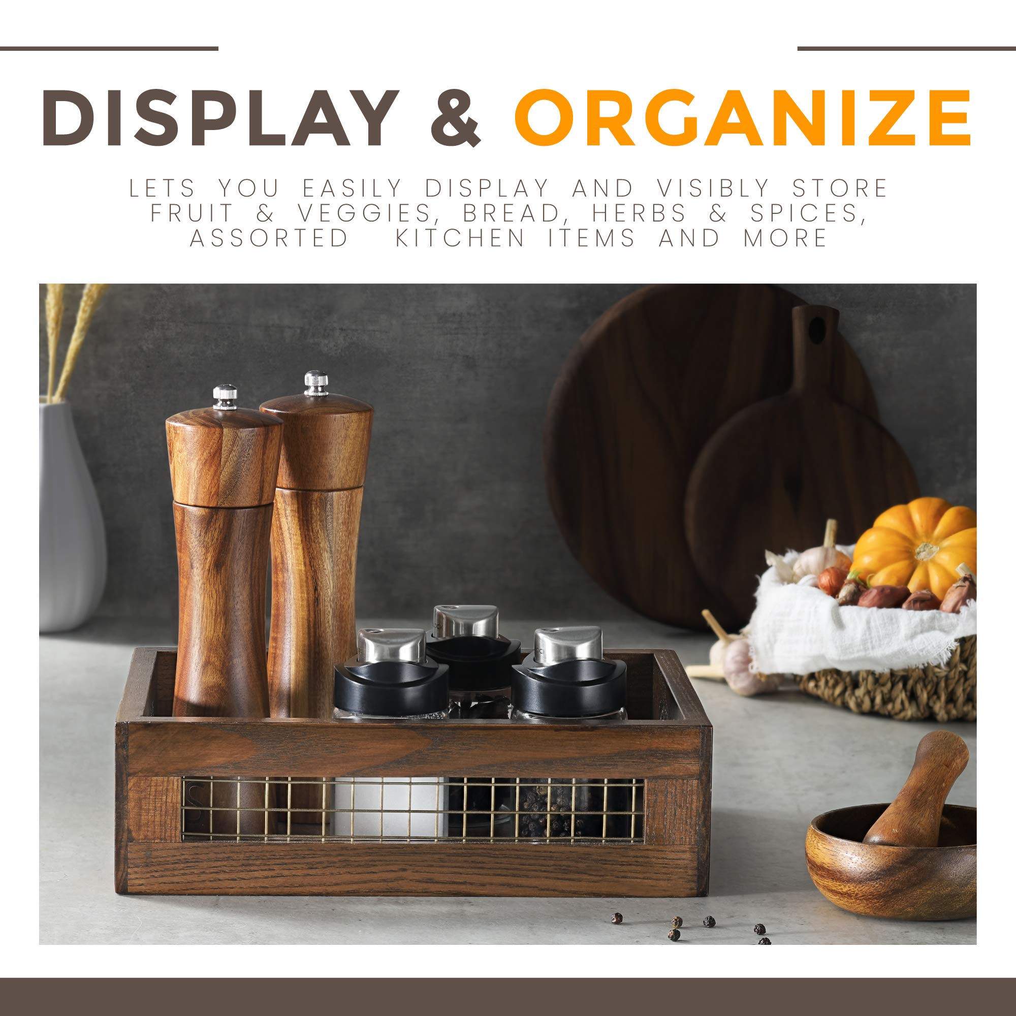 Nagawood Wooden Nesting Countertop Baskets Set Of 3 For Kitchen, Bathroom, Pantry,Wooden Storage Organizer For Fruit, Vegetables