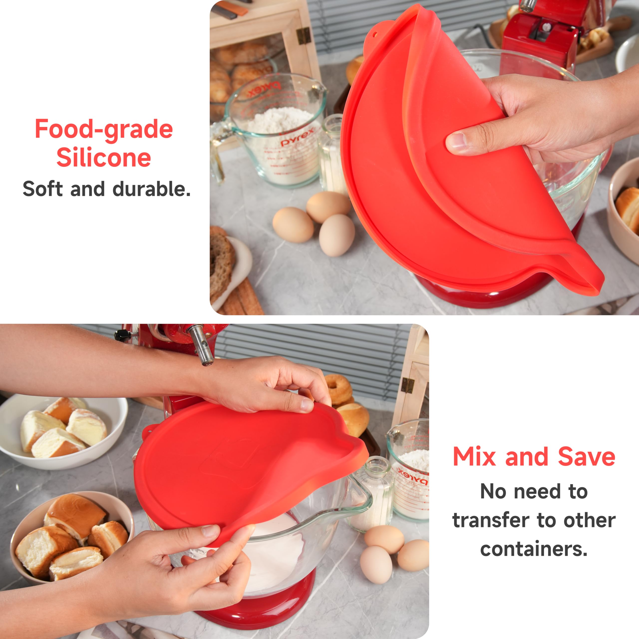 Luvcosy 4 Pack Silicone Covers Compatible With Kitchenaid Tilt-Head Stand Mixer 4.5-5 Quart Glass Mixer Bowls, Kitchenaid Mixer