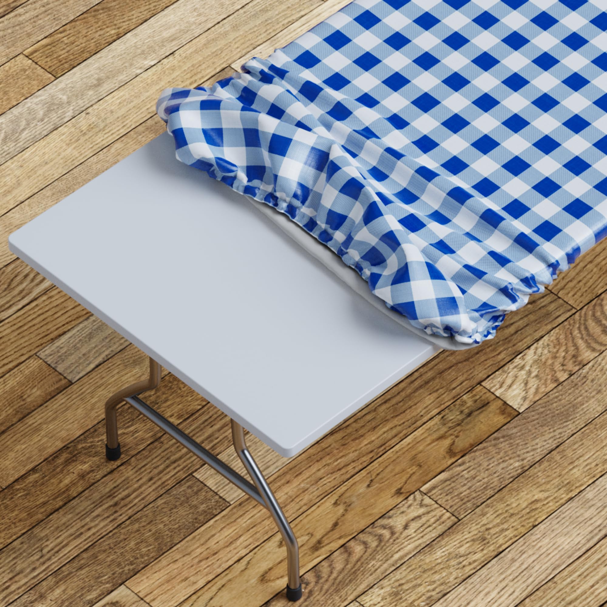 Sorfey Tablecloth -Fitted with Elastic, Vinyl with Flannel Back, Fits for Table 72x 30 Rectangle,Water Proof, Easy to Clean, Che