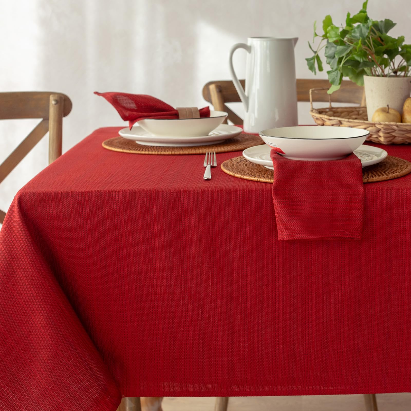 Benson Mills Cameron Textured Fabric Table Cloth, for Everyday, Parties, Holiday, Winter, and Christmas Tablecloth (52 x 70 Rect