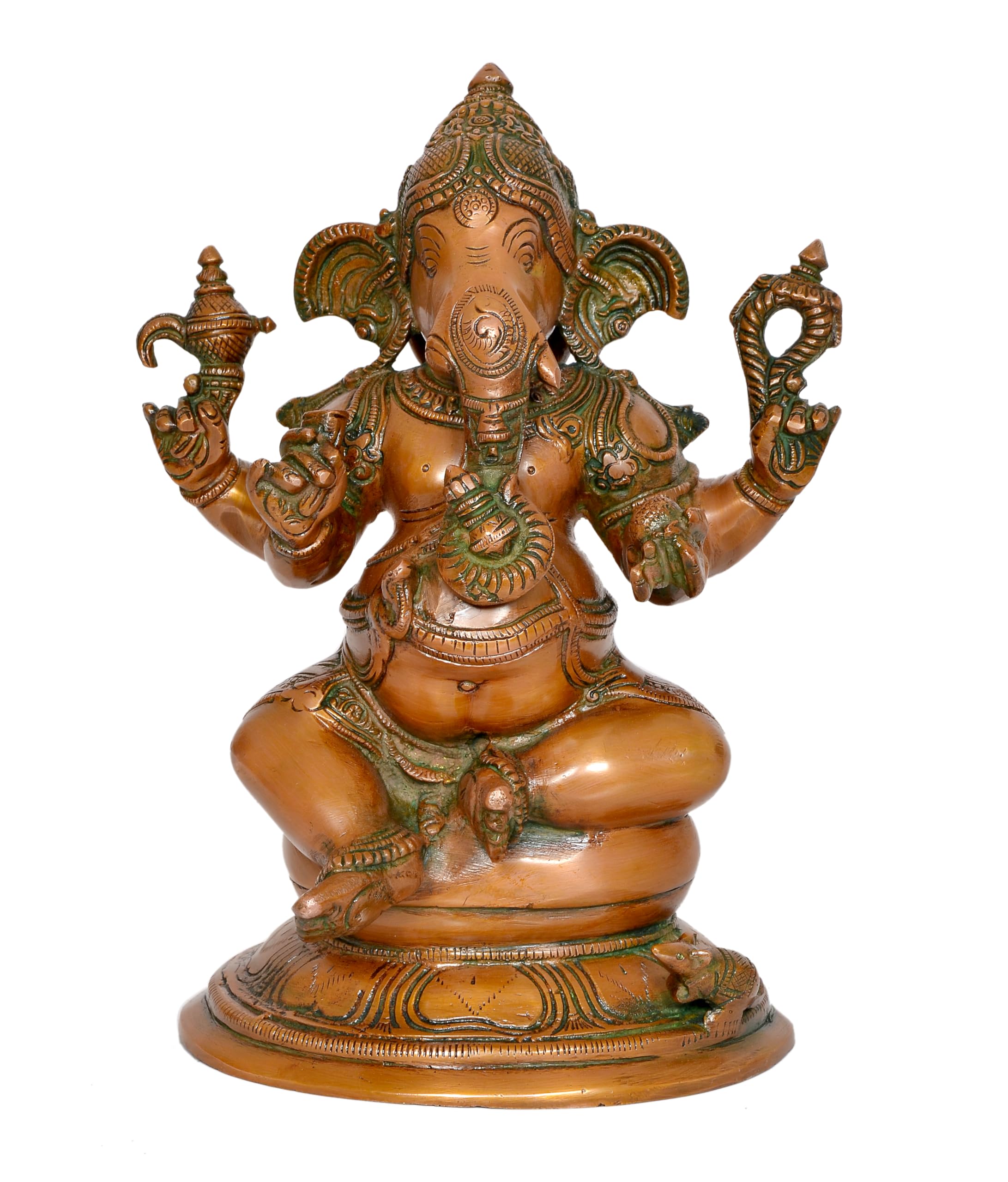 Dattatreya Brass Ganesh Statue Lord Ganesha Idol For Home Decor And Pooja Hindu God Ganapati Figurine (Height 10 Inch)