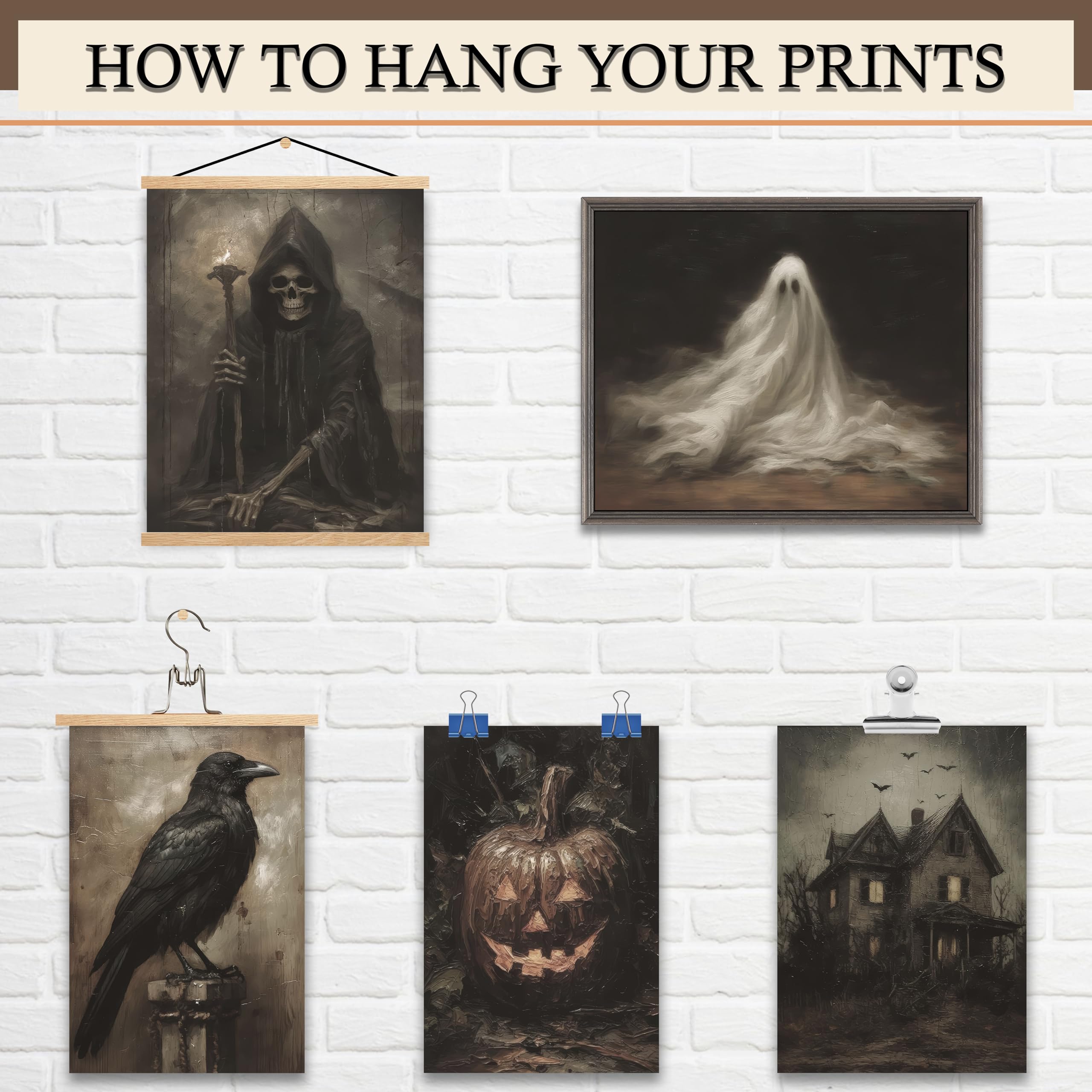 Lanchi95 12Pcs Halloween Dark Wall Art Prints Halloween Decor Retro Black Cat Pumpkin Poster Creepy Halloween Aesthetic Hallowee