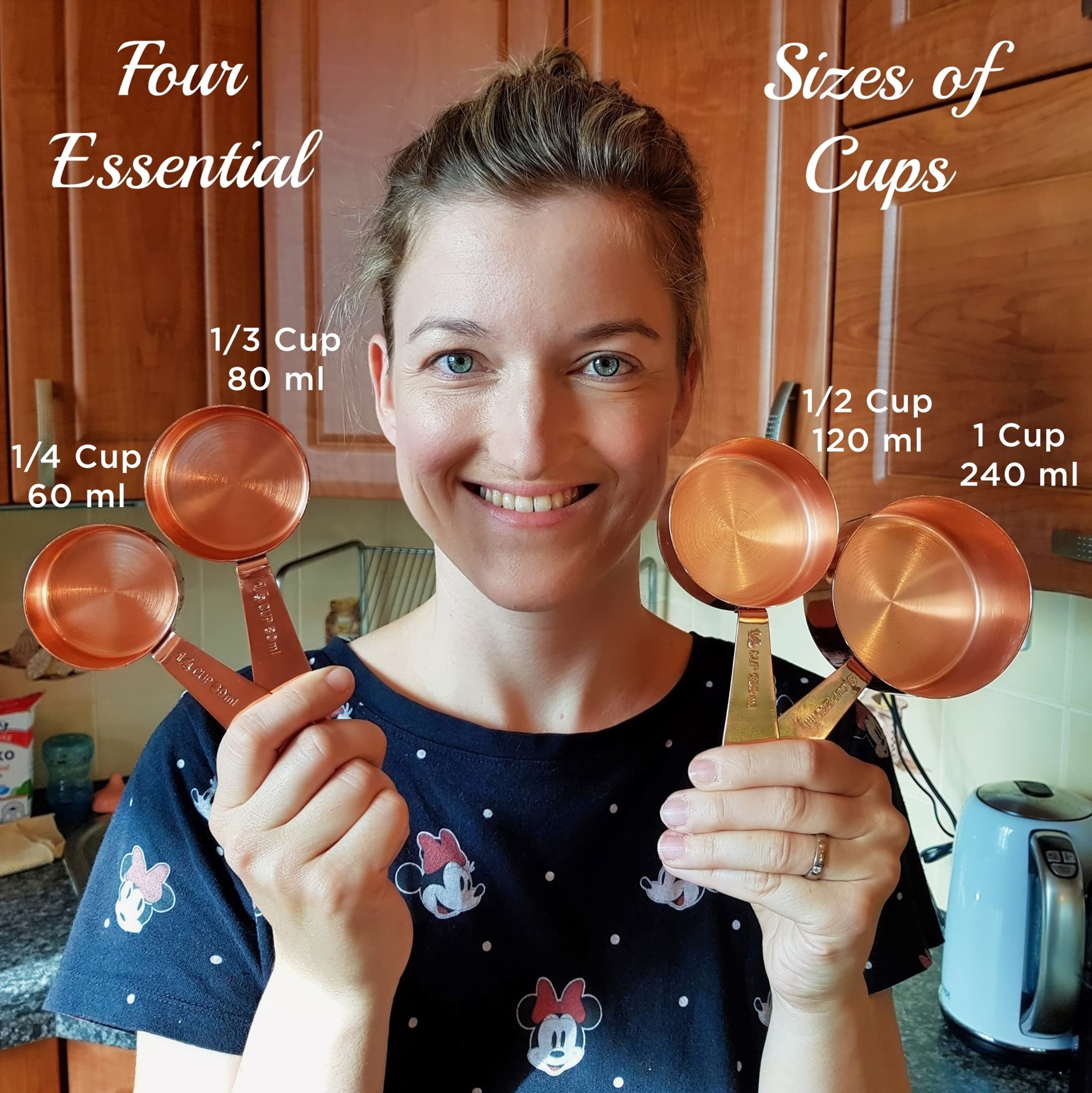 Simpler Life Copper Measuring Cups and Spoons Set of 9 - Luxurious Gift Packaging for 7th Anniversary, Rose Gold Stainless Steel