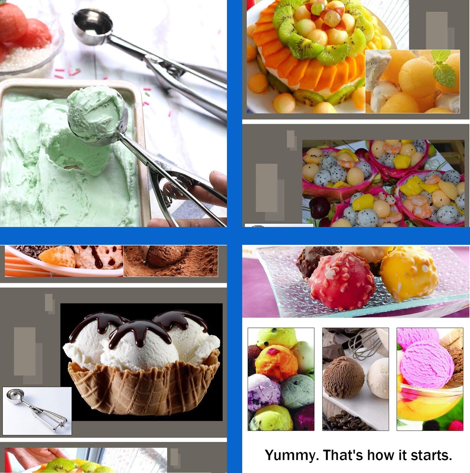 Cookie Scoop Set 3 Pcs, With Trigger Large-Medium-Small Size For Kitchen Family Ice Cream Cookie Cupcake Muffin Meatbal Multipur