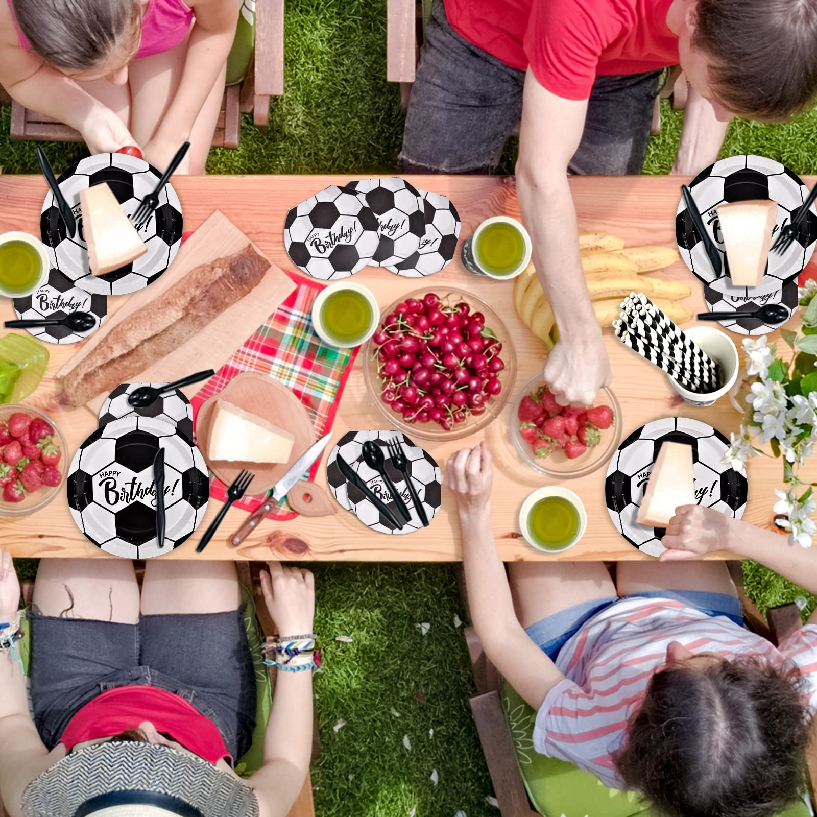 Dylives 192 Pcs Soccer Birthday Party Supplies, Soccer Themed Party Decorations Soccer Party Favors Packs Disposable Tableware F