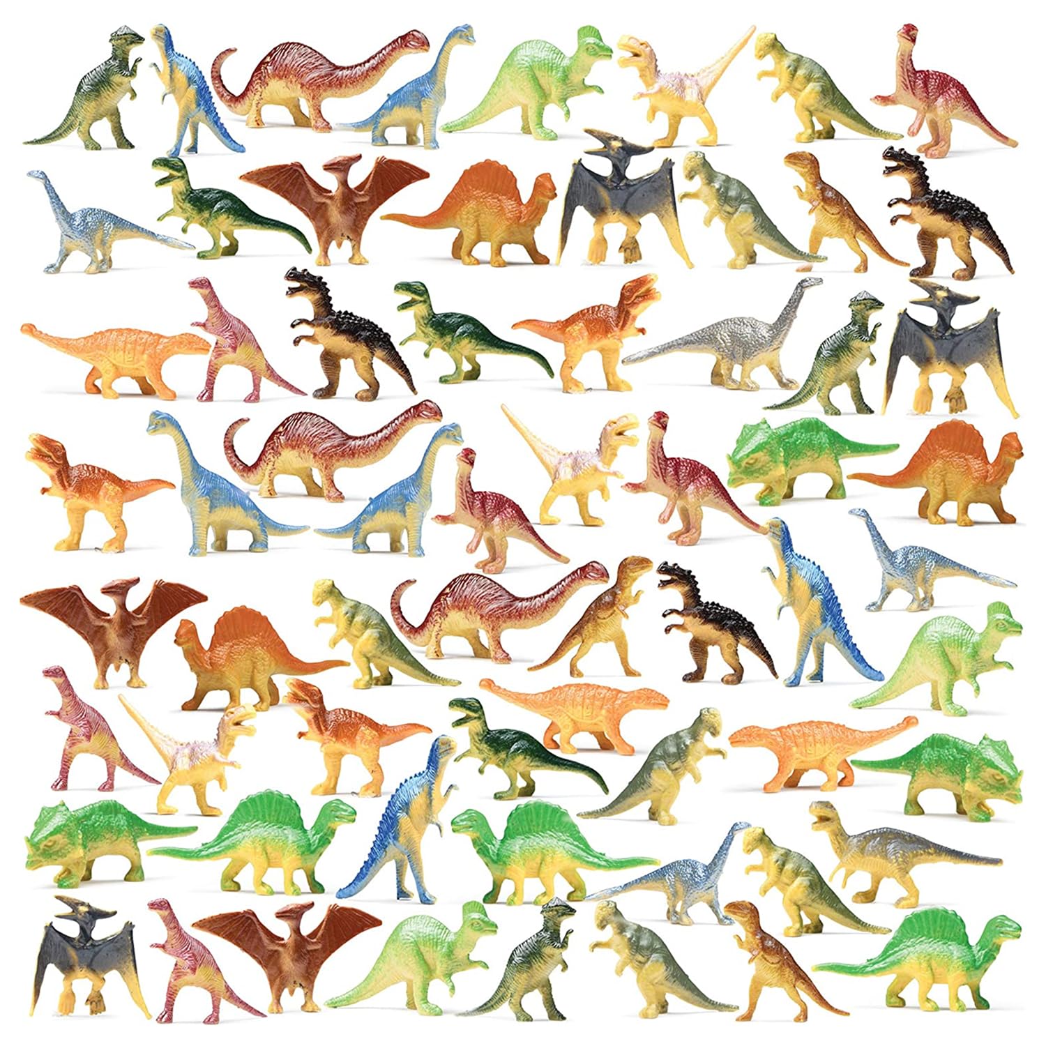 PREXTEX Mini Dinosaur Figure Toys Box (72 Count)  Best for Dinosaur Party Favors Cake Toppers Easter Eggs Filler  Plastic Dinosaurs  Dinosaur Cupcake Toppers  Small Dinosaur Toys  Cupcake Toppers